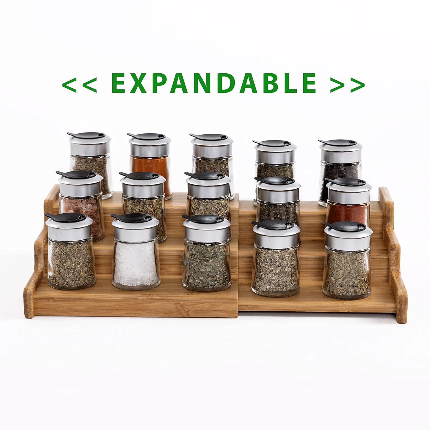 Seville Classics 3-Tier Expandable Bamboo Spice Rack