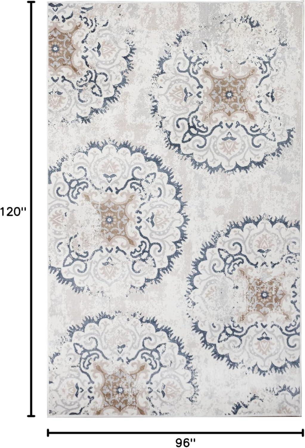 Esperanza Ivory Medallion 8' x 10' Washable Synthetic Area Rug
