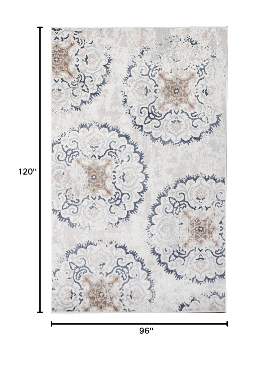 Esperanza Ivory Medallion 8' x 10' Washable Synthetic Area Rug