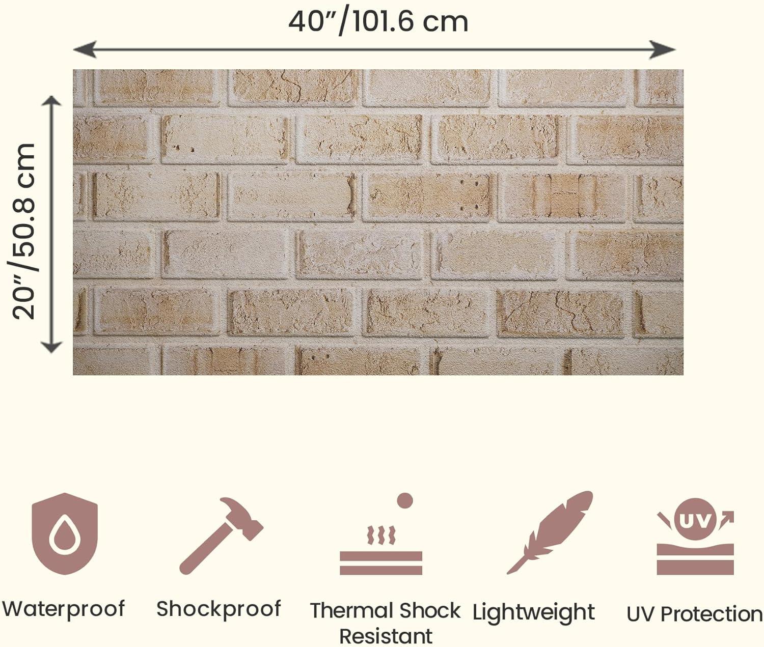 UPP Ultimate Premium Products 3D Brick Effect Wall Panels - Lightweight Styrofoam - Set of 9 Large Panels (20"x40") Covers 48 sq ft - Apply with Wall Adhesive - DIY Home Wall Cladding