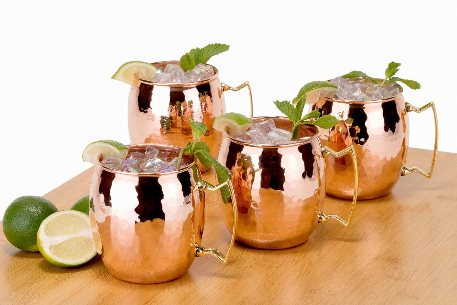 Old Dutch OS429H International, Purveyors of the Original 100% Pure Copper, Unlined Hammered Moscow Mule Mug, 16-Ounce, Set of 4