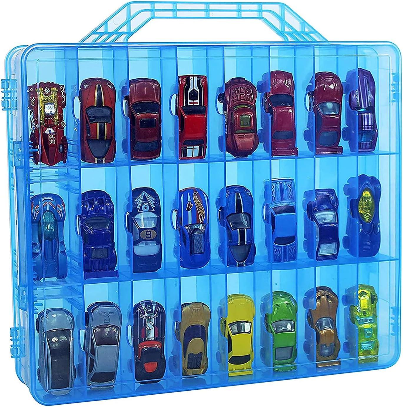 Blue Plastic 48-Compartment Toy Organizer Case