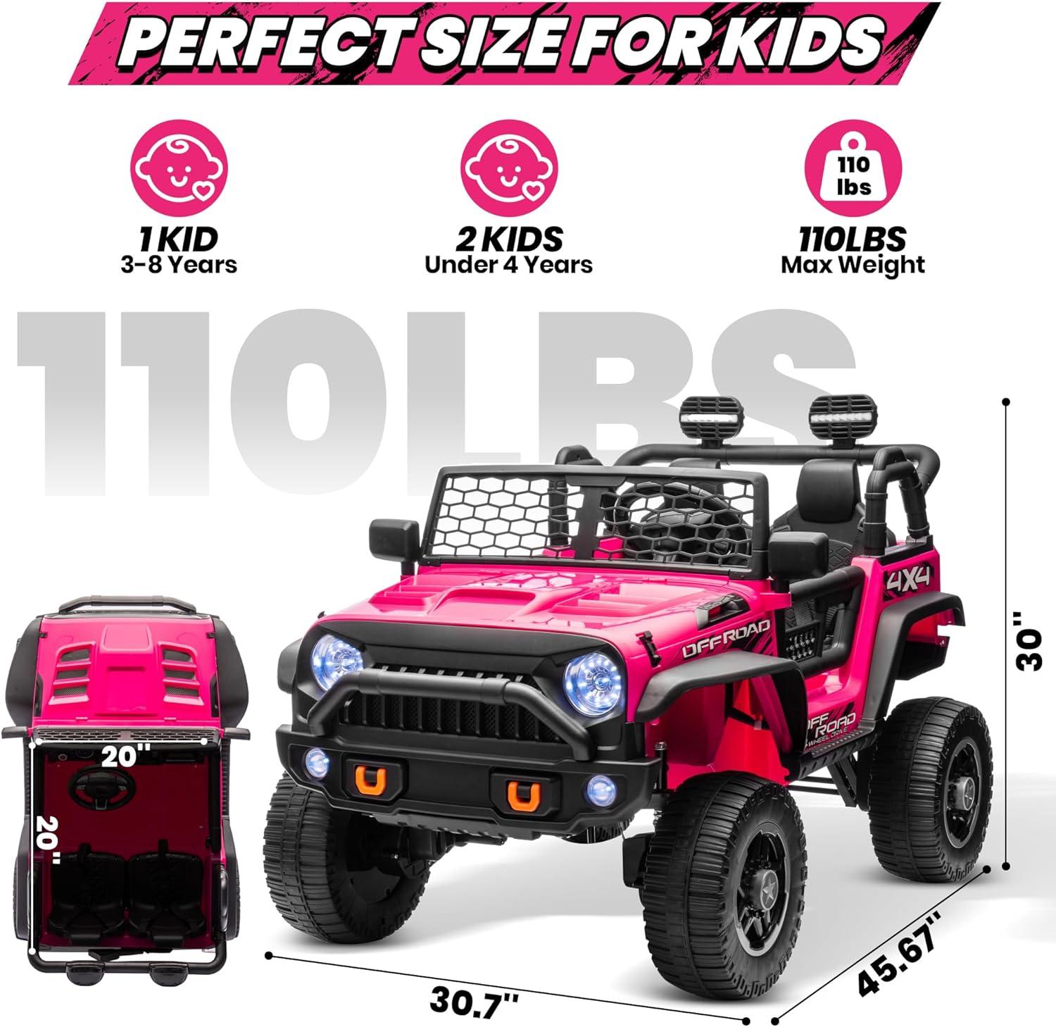 24V Pink 2-Seater Kids Ride-On SUV with Remote Control