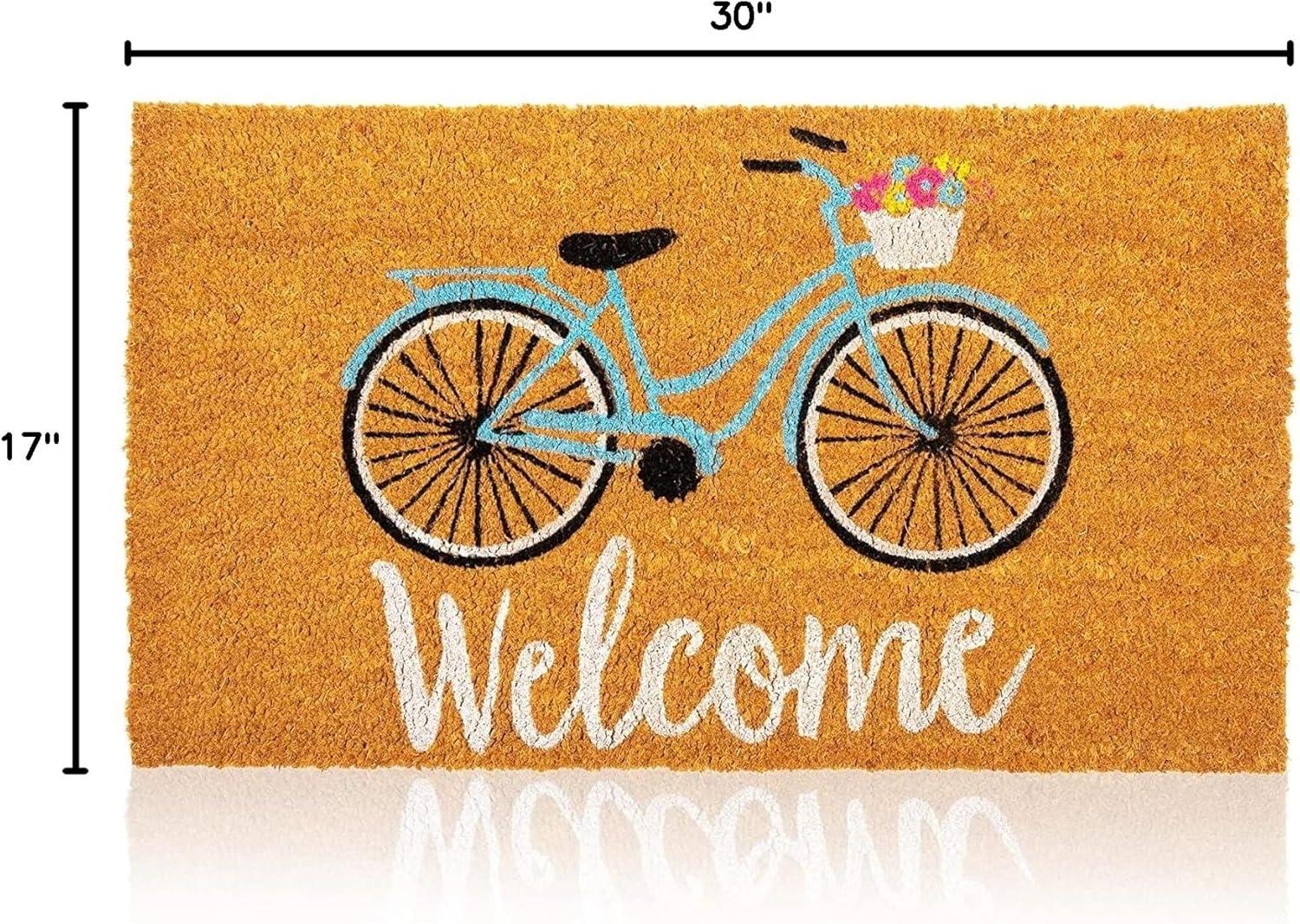 Juvale Natural Coir Doormat, Bicycle Welcome Mat (30 x 17 Inches)