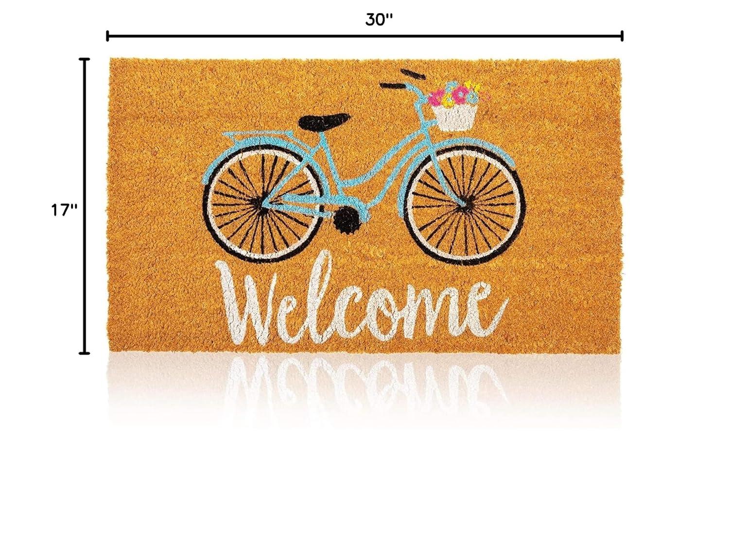 Juvale Natural Coir Doormat, Bicycle Welcome Mat (30 x 17 Inches)