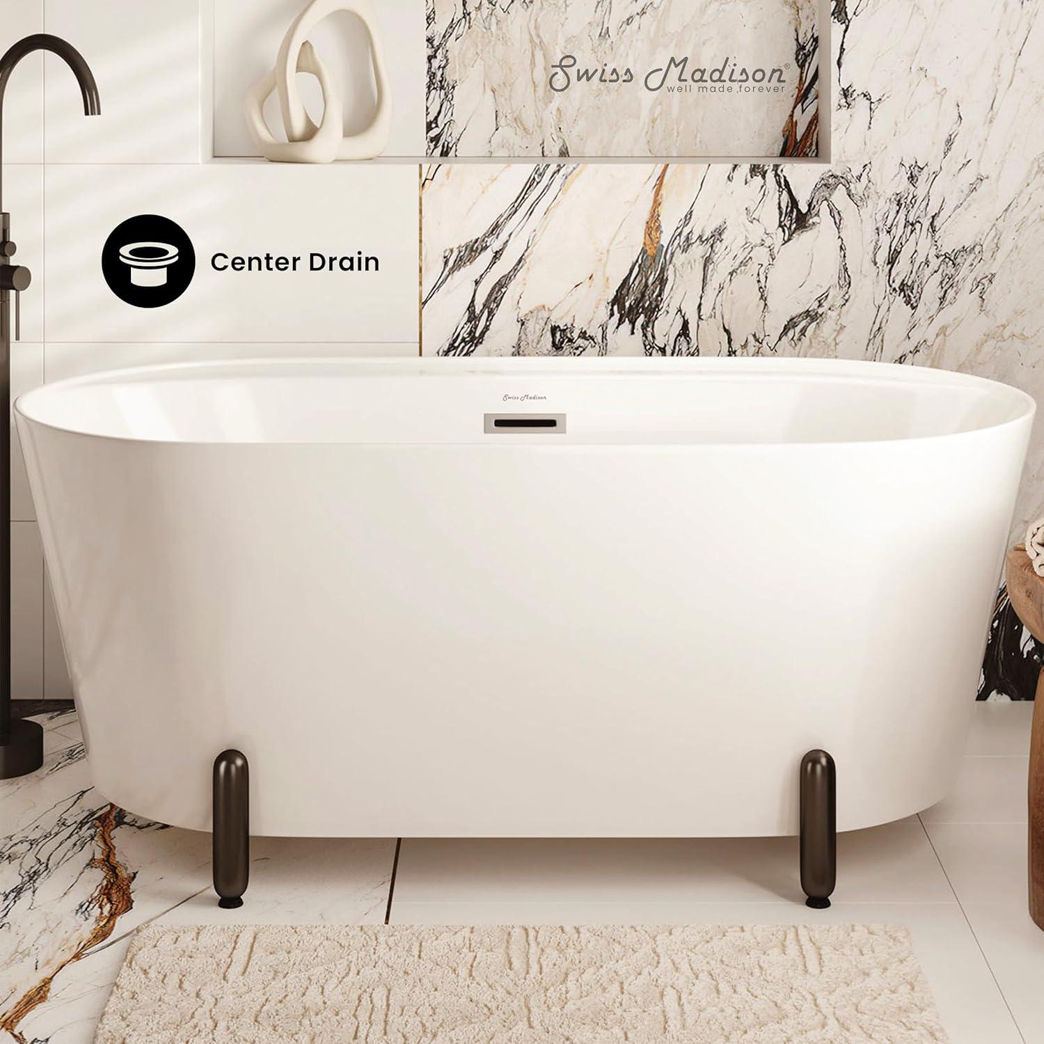 Swiss Madison Monaco 59" Freestanding Bathtub With Matte Black Stand SM-FB1002MB