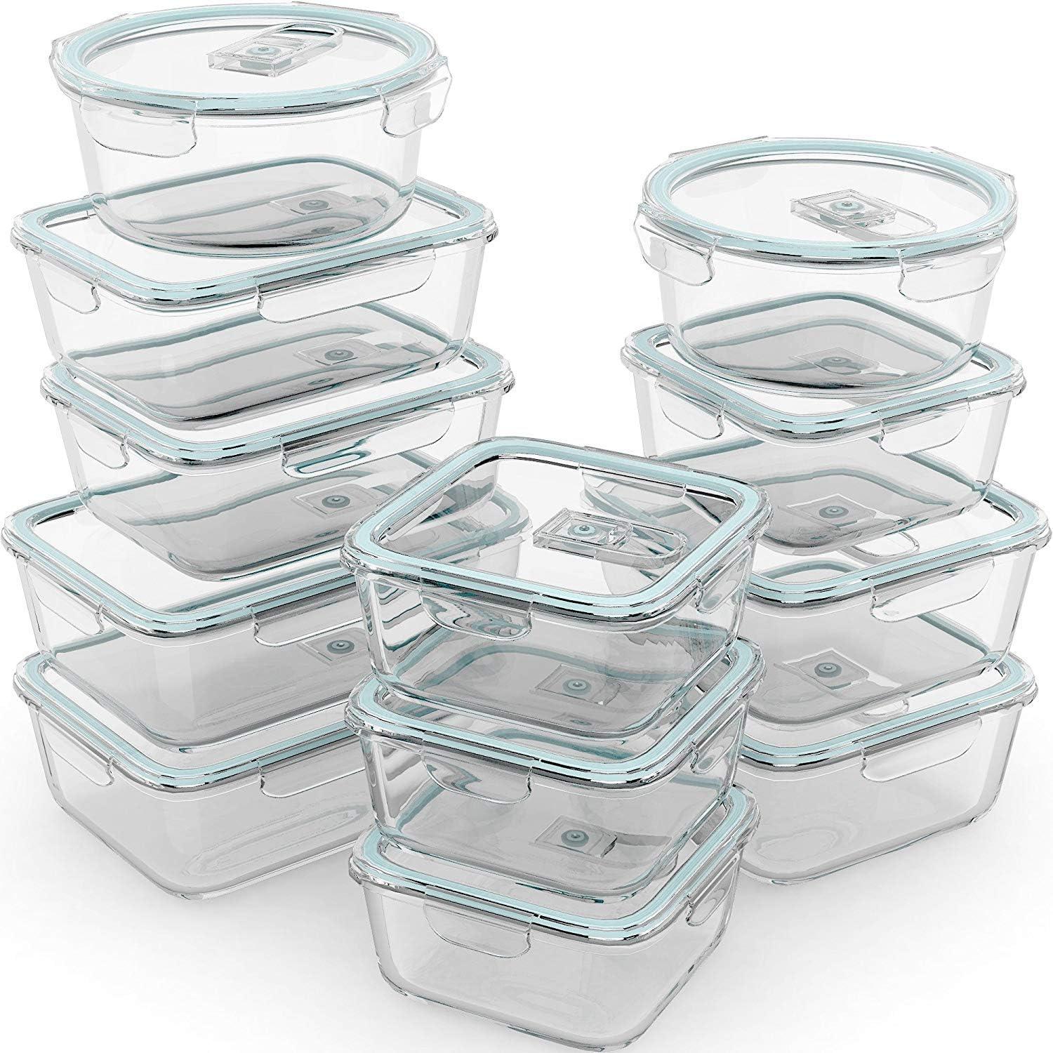 24-Piece Clear Glass Meal Prep Containers with Lids