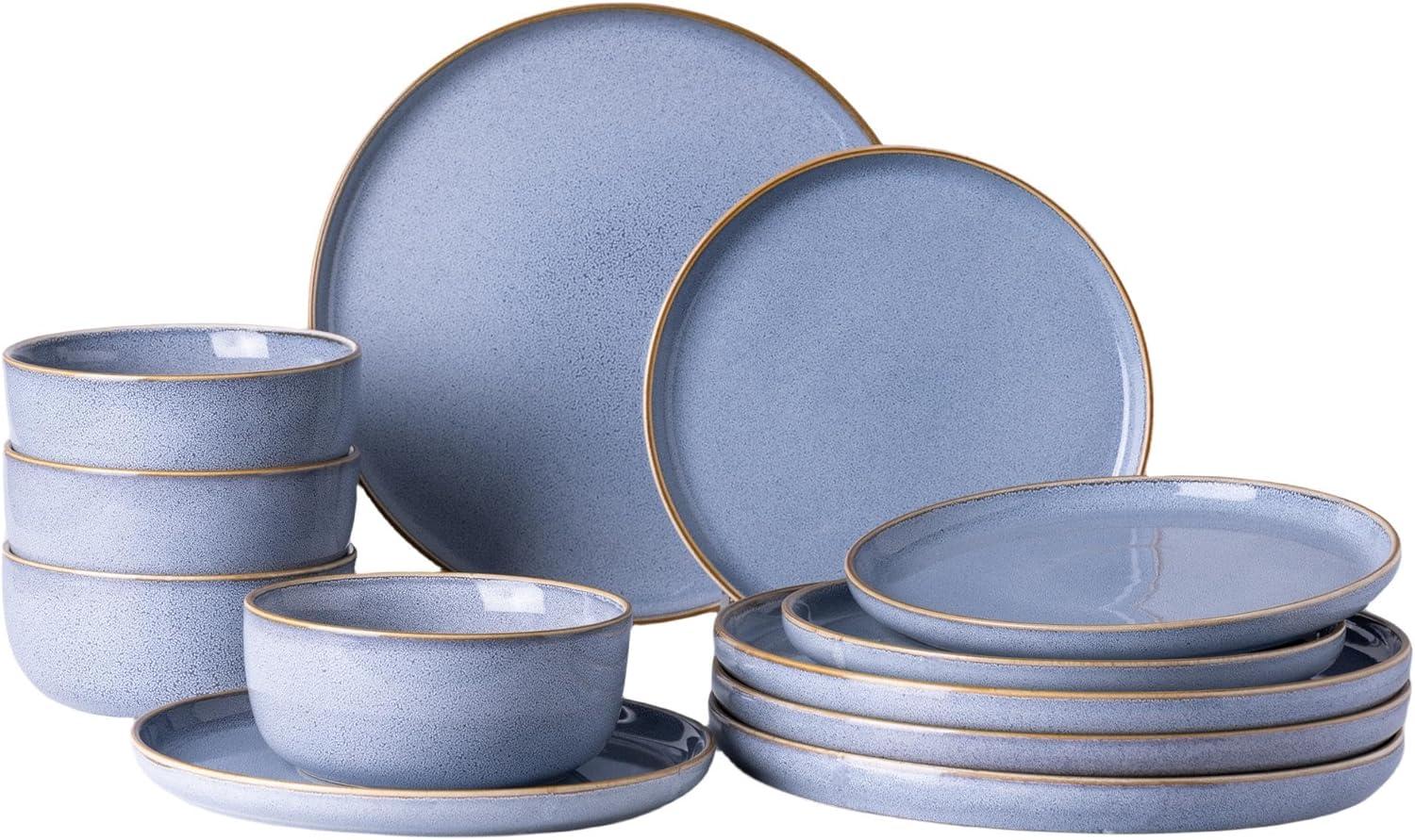 Brunnera Blue and White Porcelain Dinnerware Set for 4