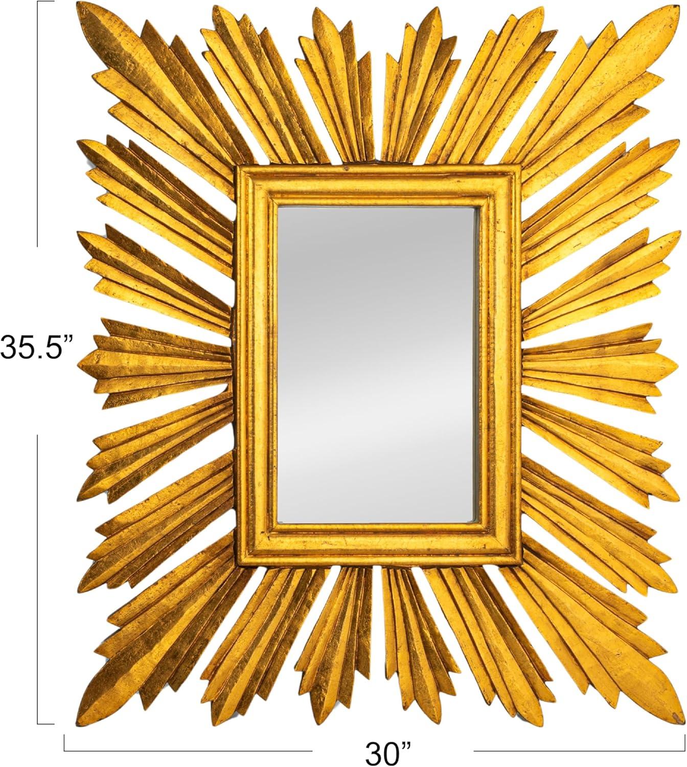 Creative Co-Op Sunburst Rectangular Wall Mirror, Gold