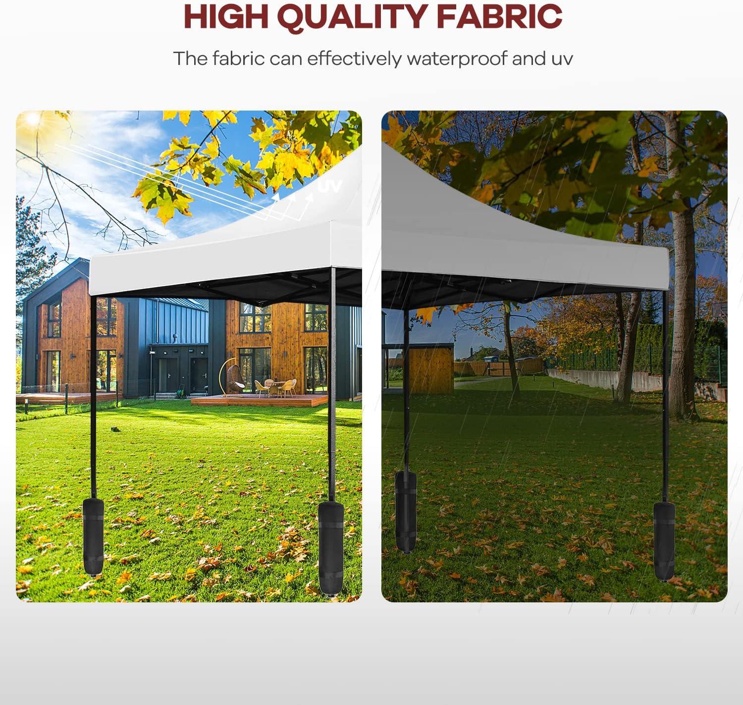 10x10 White Pop-Up Canopy Tent with Black Frame and Carrying Bag