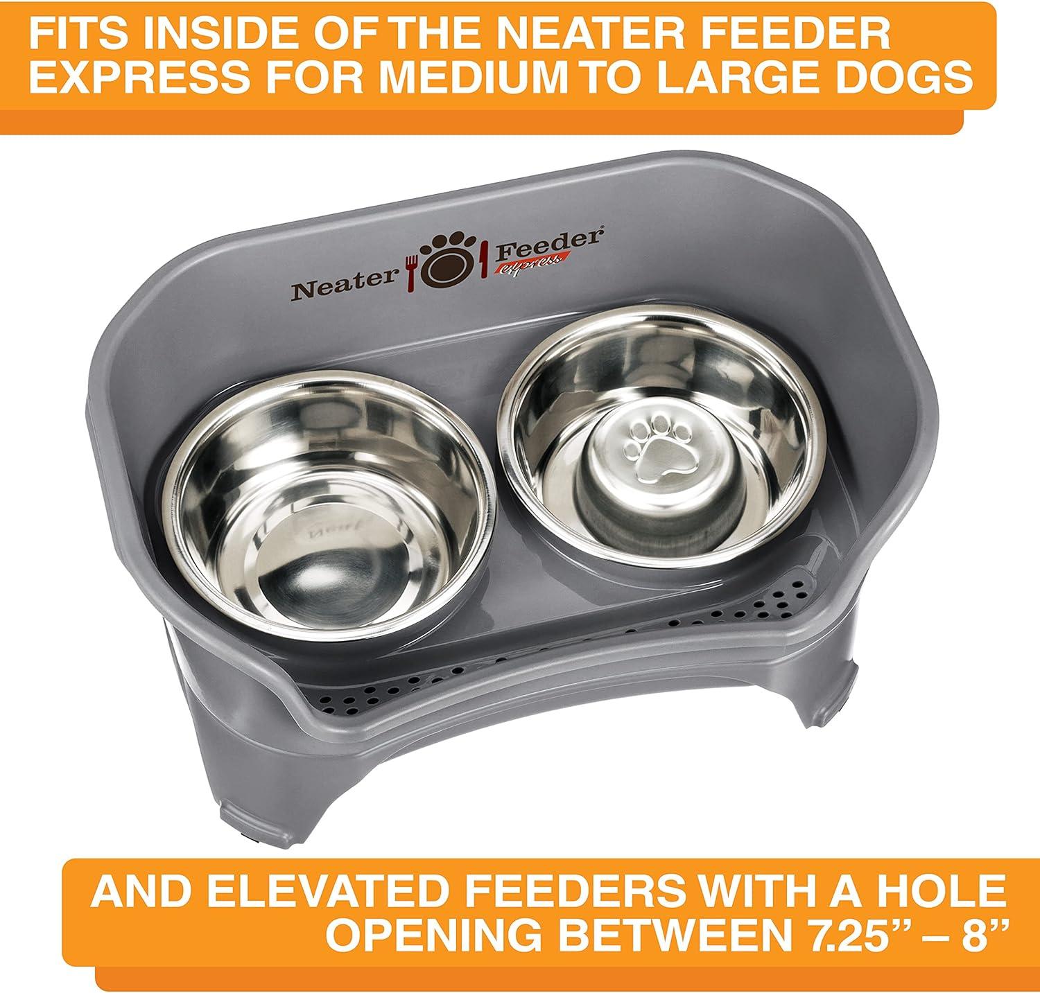 Neater Pets Stainless Steel Slow Feed Bowl - Improves Digestion, Stops Obesity, and Slows Down Eating - Fits in Medium Neater Feeder Deluxe and Most Elevated Feeders, 1 Cup