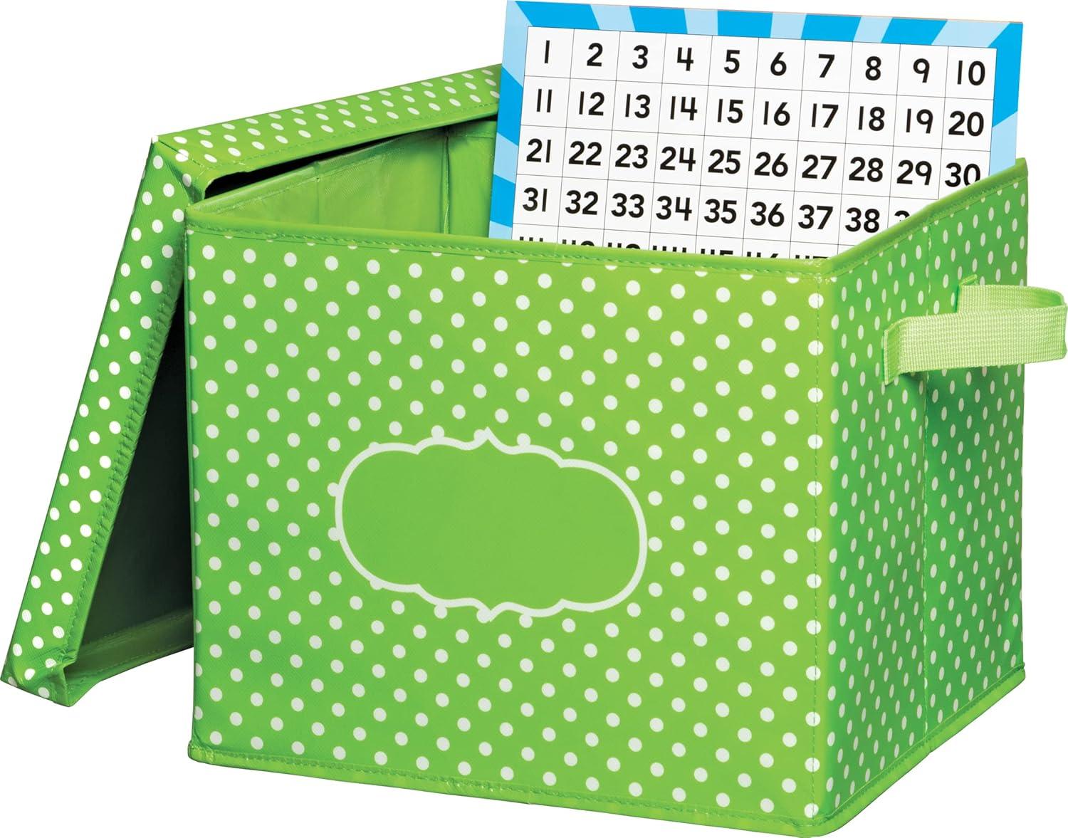 Teacher Created Resources Lime Polka Dots Storage Box