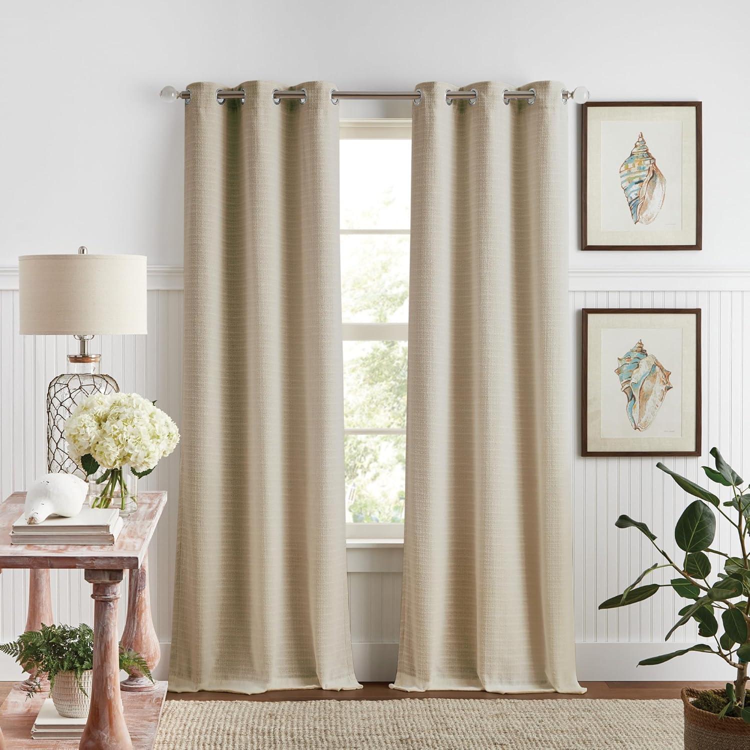 84"x37"Martha Stewart 2pk Sutter 84" Dark Lined Curtain Panel Sand