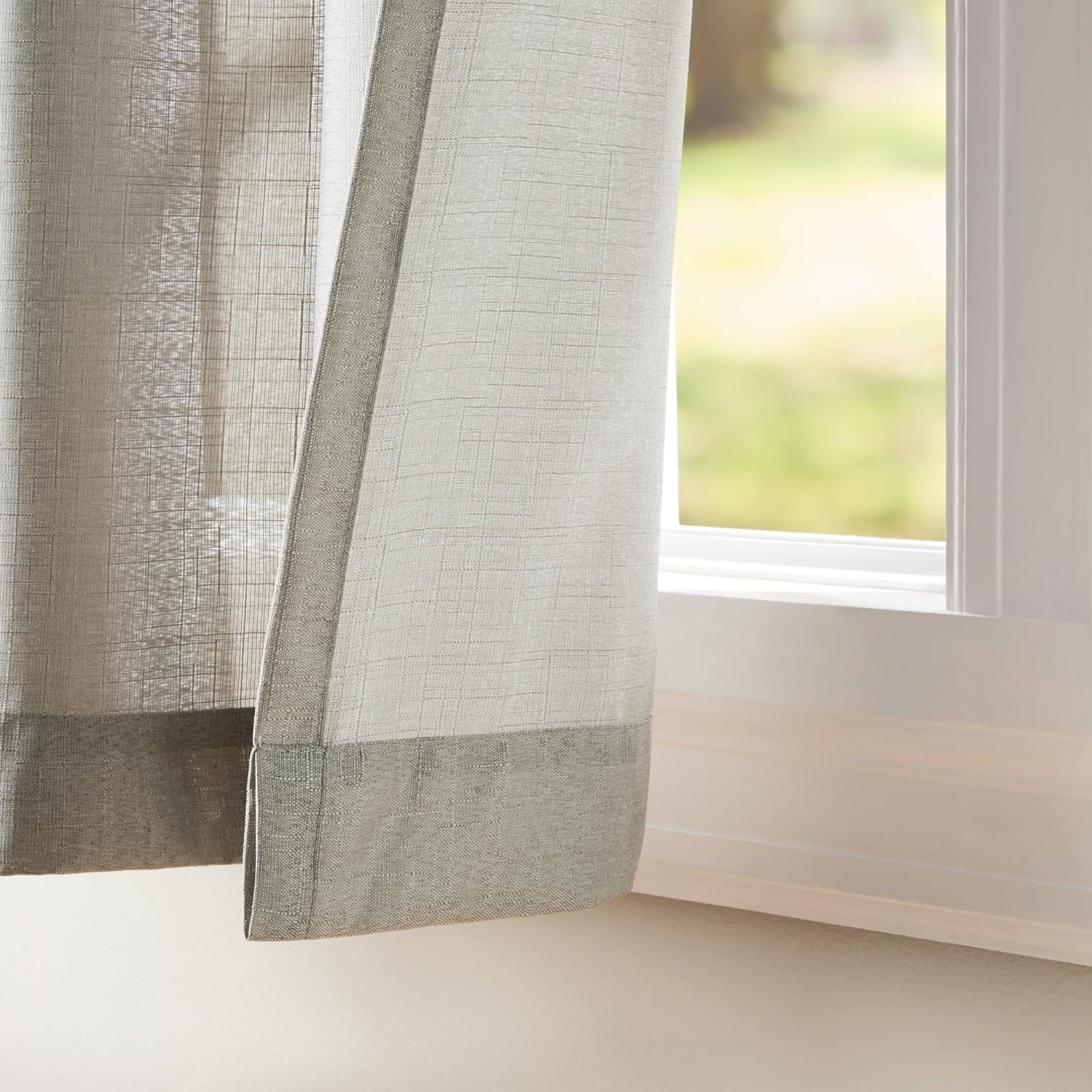 Set of 2 (63"x54") Loha Linen Grommet Top Light Filtering Curtain Panel Dove Gray - Exclusive Home: Modern Polyester