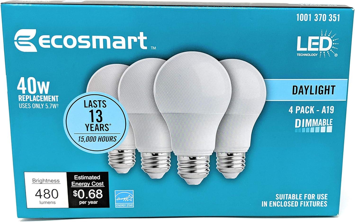 White Frosted Dimmable LED Light Bulb 4-Pack