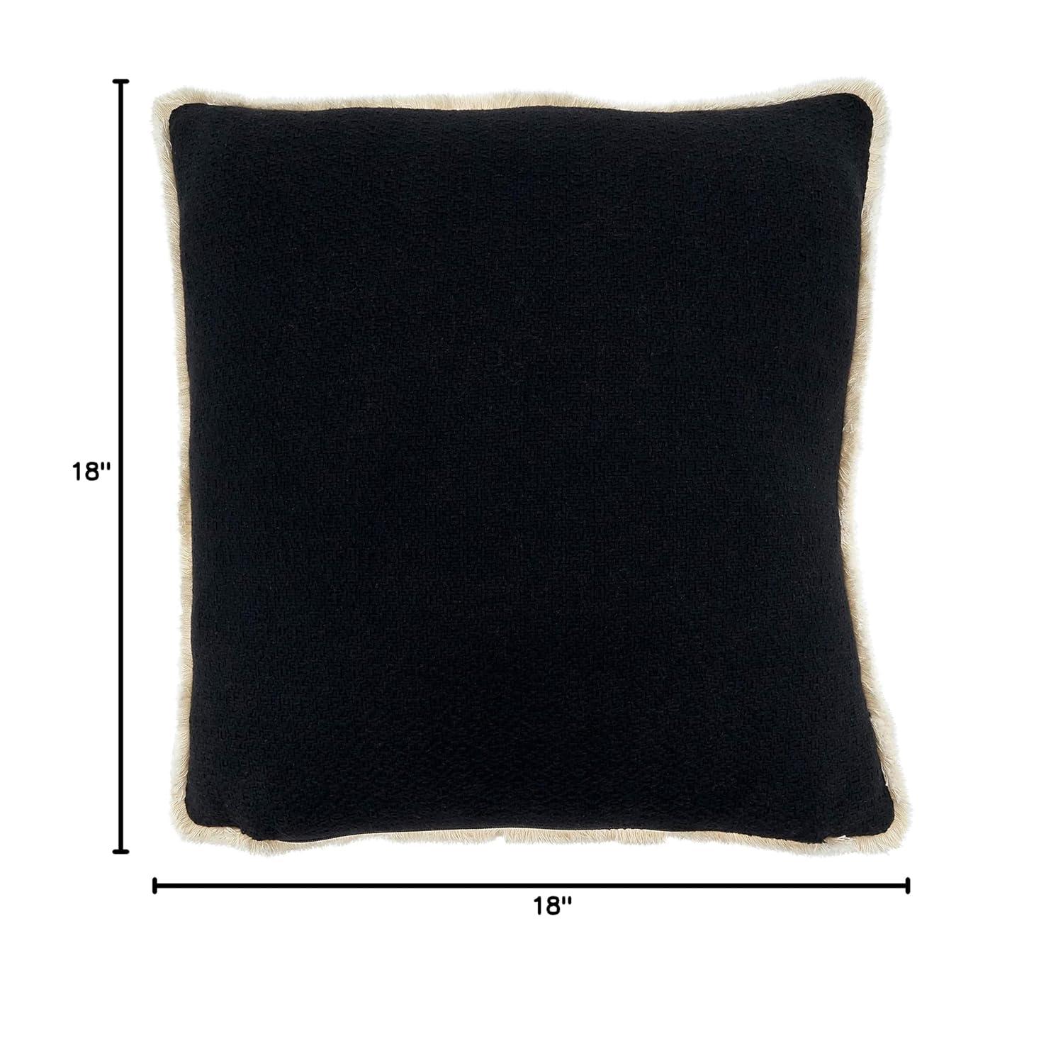 Saro Lifestyle Reversible  Decorative Pillow Cover, Black/White, 18" x 18"