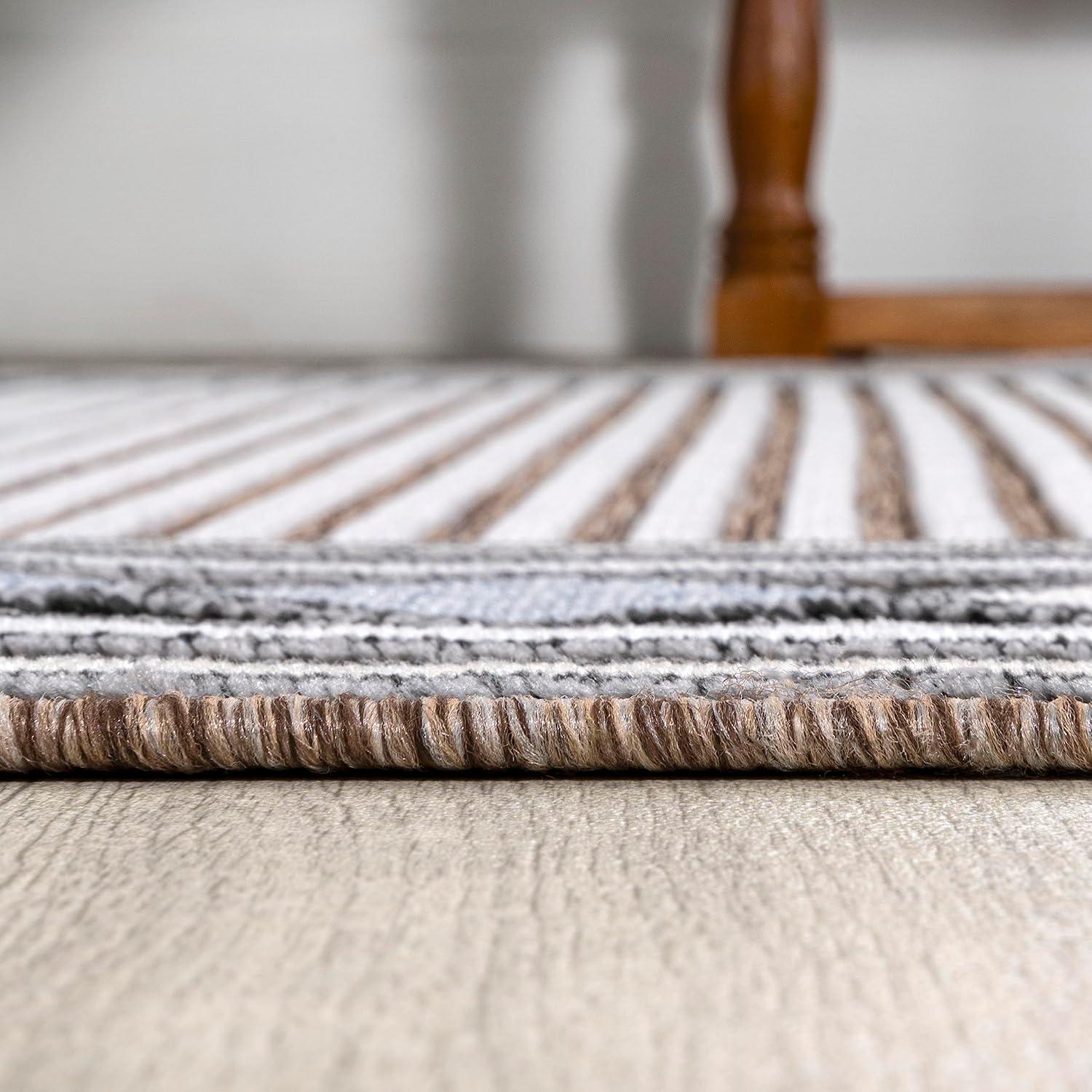 JONATHAN Y Sebastian High-Low Modern Diamond Border Brown/Ivory 3 ft. x 5 ft. Indoor/Outdoor Area Rug