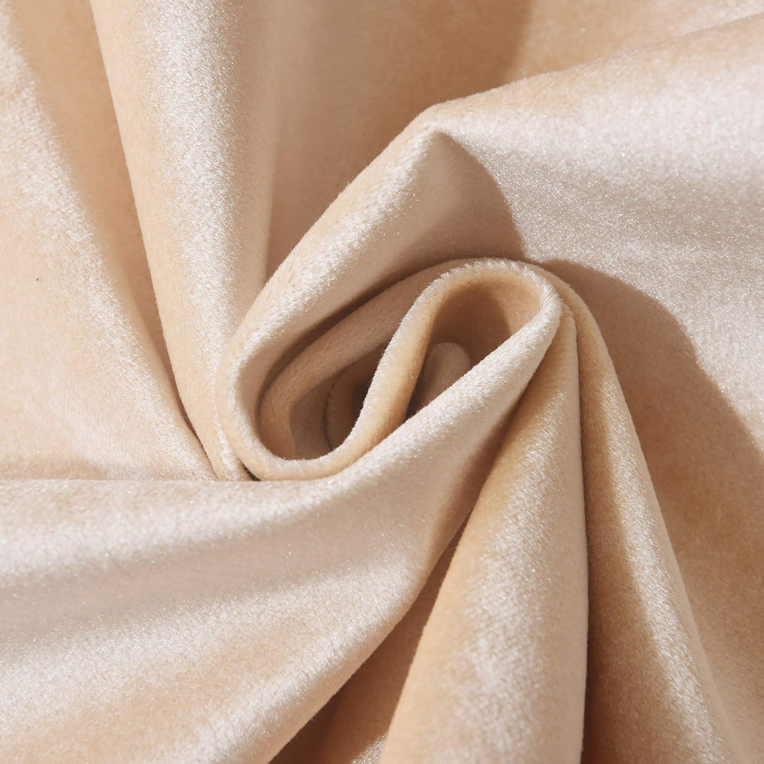 Toptie Set of 2 Velvet Pillow Covers 18" x 18", Throw Cushion Case for Sofa Bedroom (Beige)