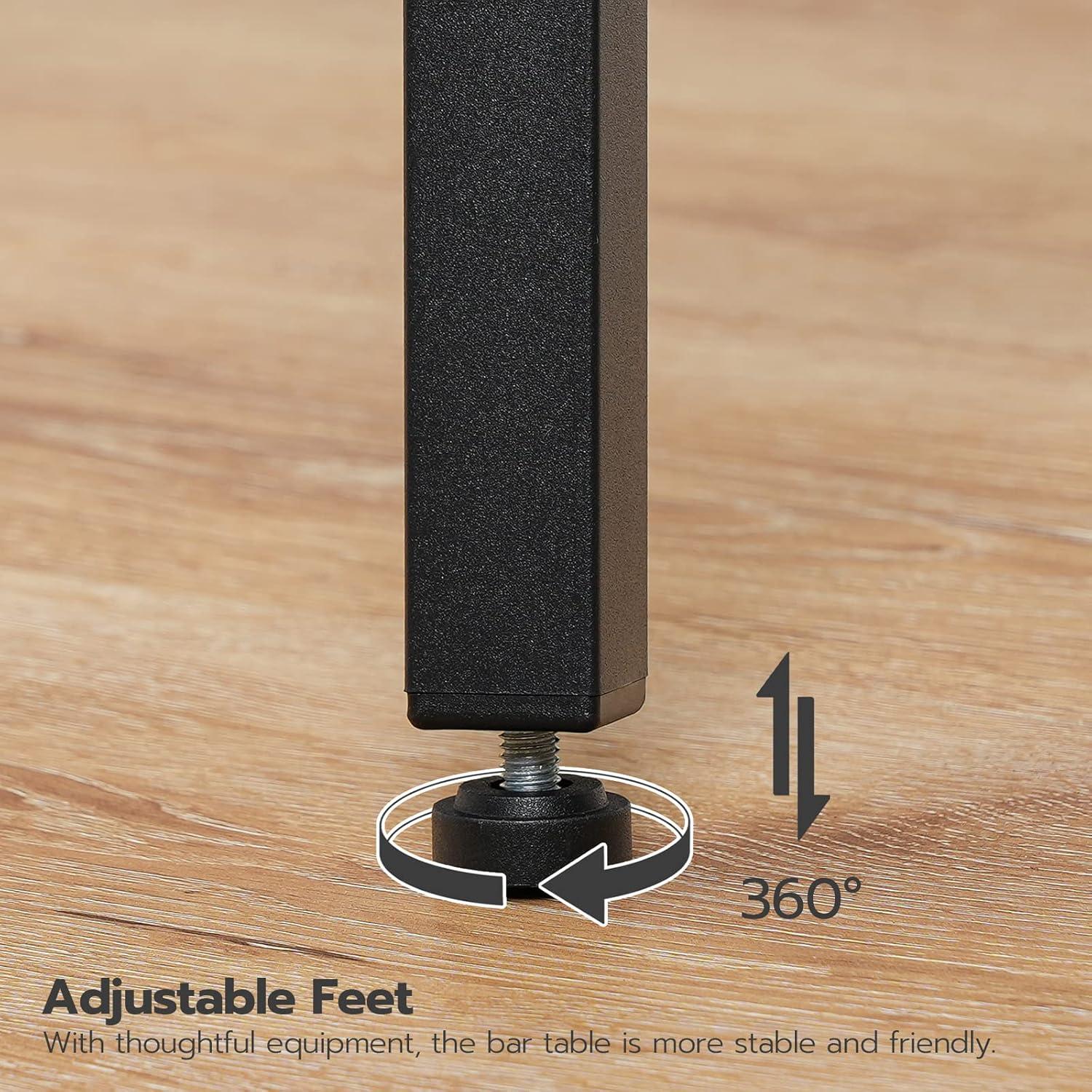 HOOBRO Bar Table, Round Pub Table, 2-Tier with Storage, 37.4" High Top for Small Spaces, with Top Particleboard for Kitchen, Easy to Assemble, Rustic Brown BF55BT01