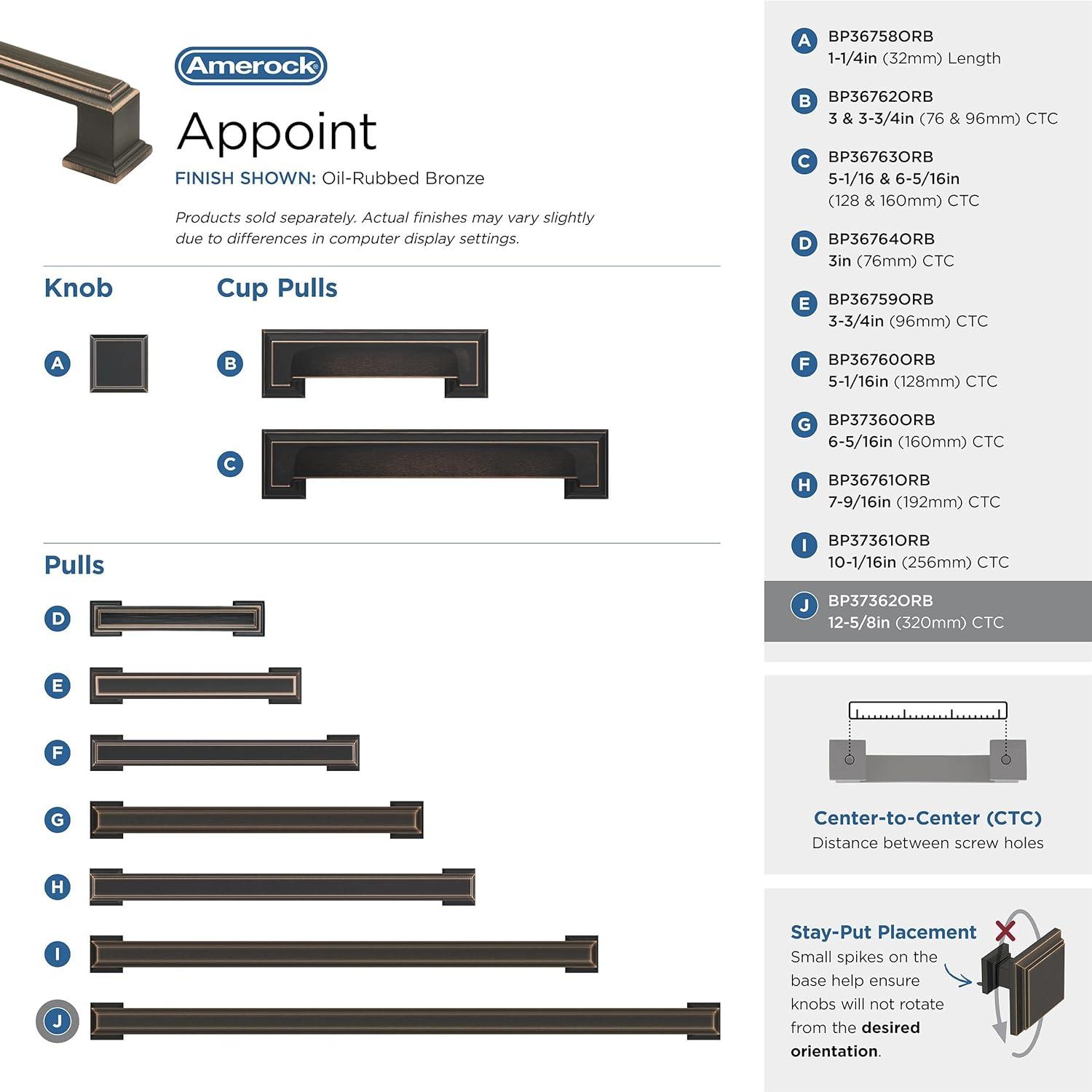 Amerock Appoint 12-5/8 inch (320mm) Center-to-Center Oil-Rubbed Bronze Cabinet Pull