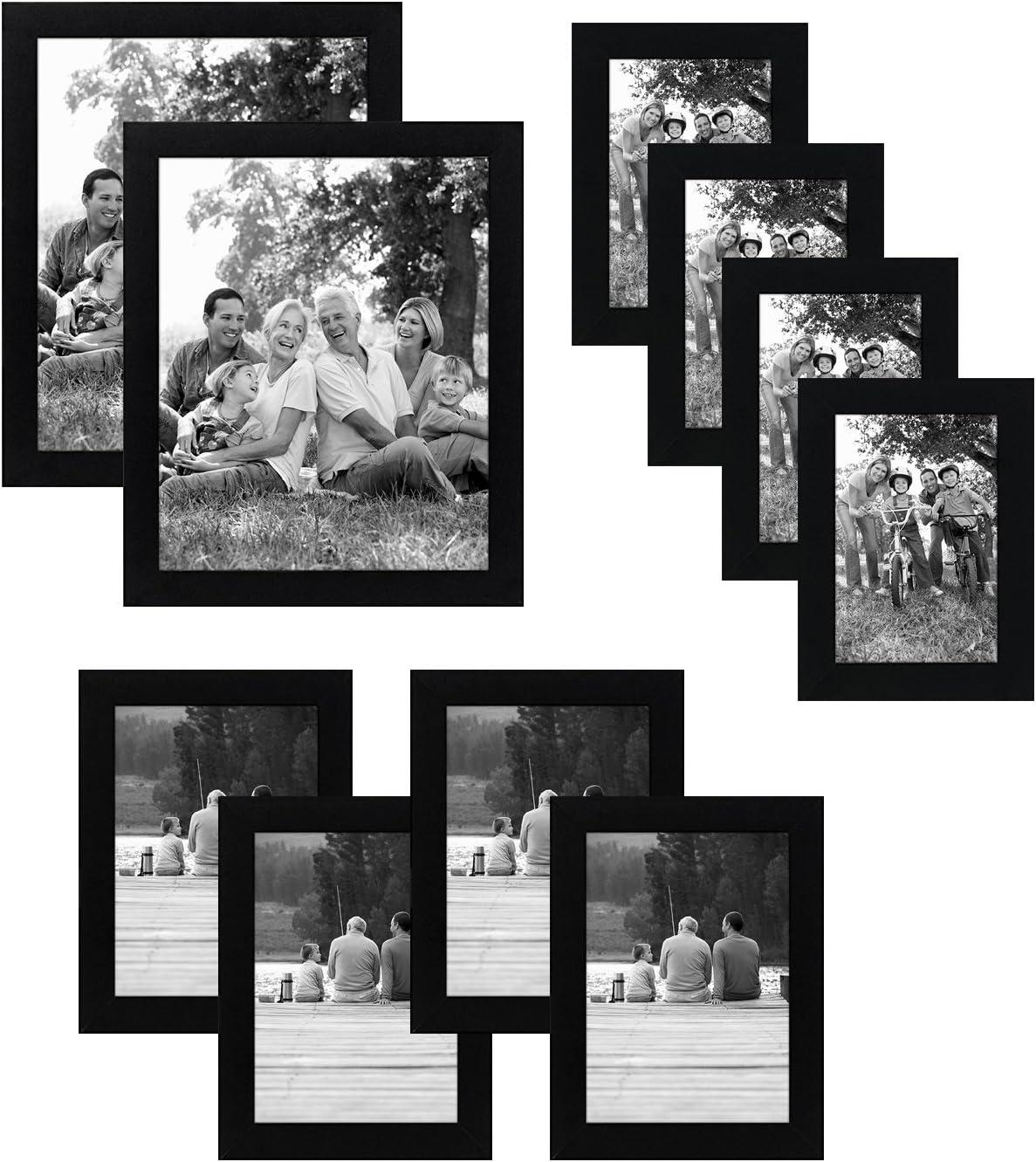 Americanflat Set of 10 Picture Frames with Shatter-Resistant Glass - Gallery Wall Frame Set with Two 8x10 Frames - Signature Collection - Black