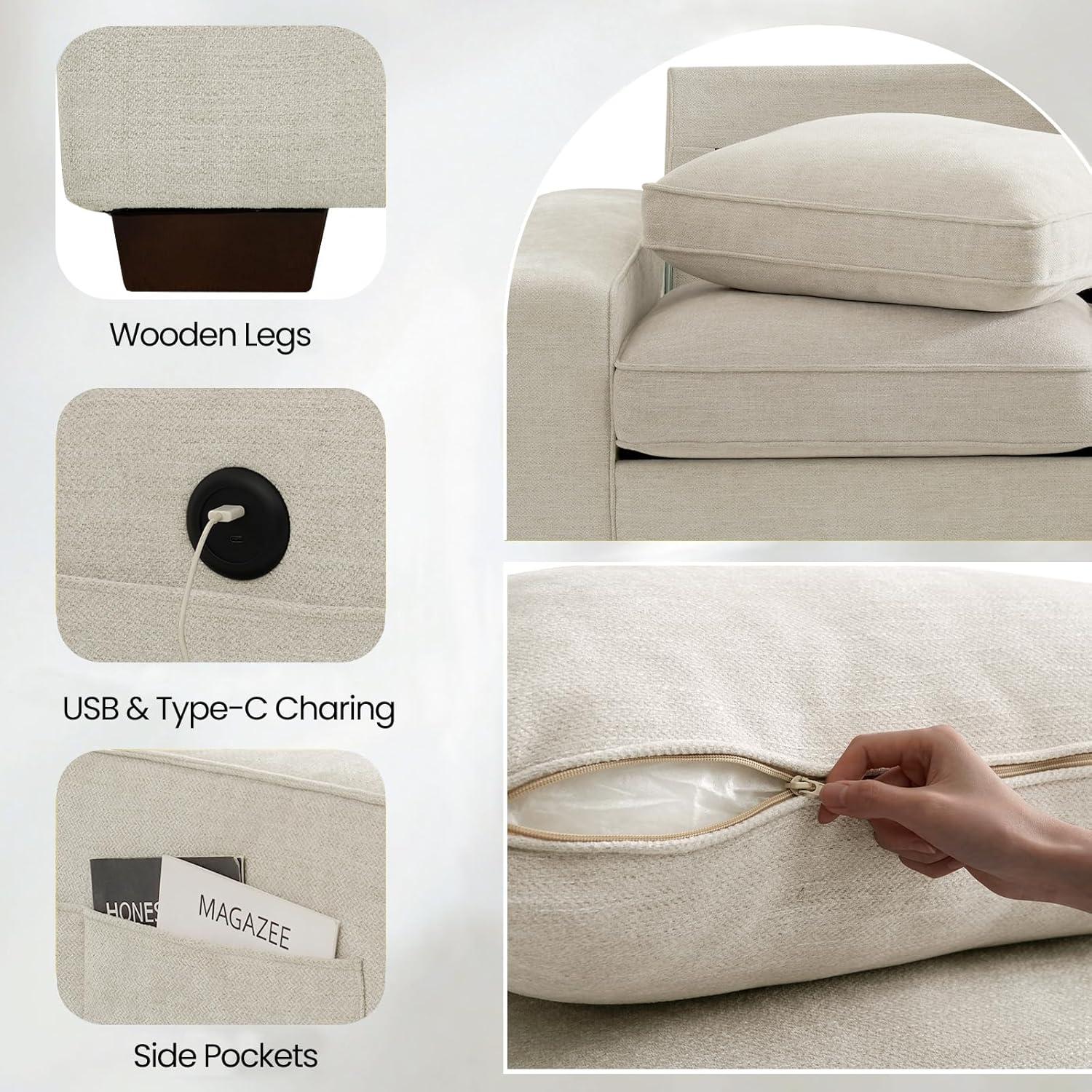 Latitude Run® Modern Modular Chenille Sectional Sofa With Storage Space And Detachable Cover
