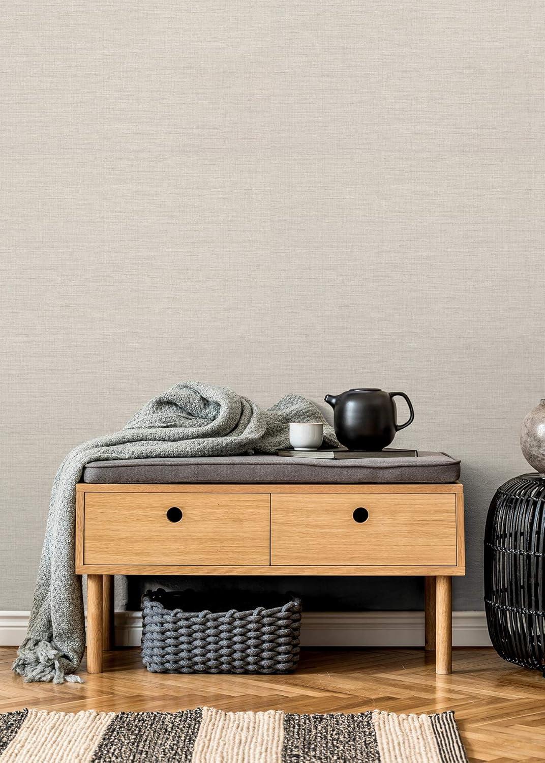 Essence Cream Linen Texture Non-Pasted Washable Wallpaper