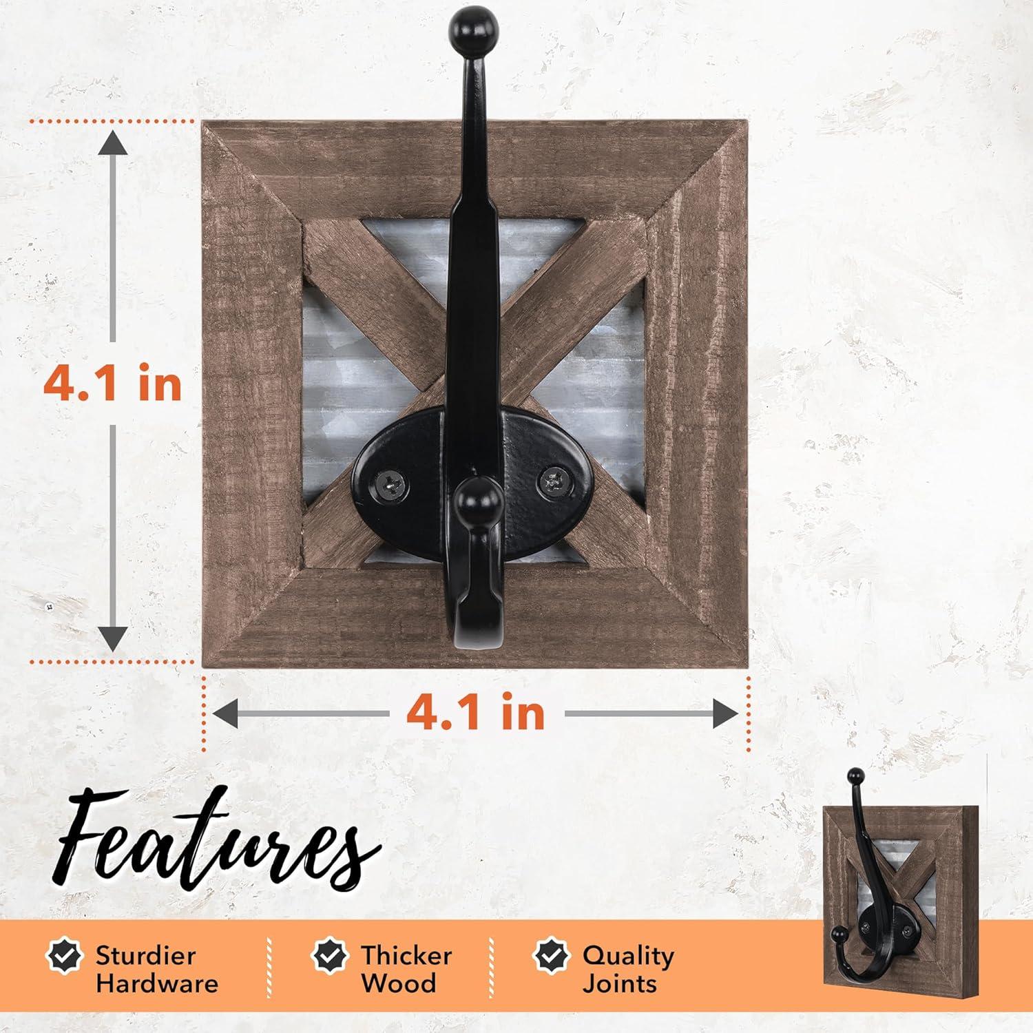 Autumn Alley RHK001 Rustic Farmhouse Wall Mounted Towel Hook Set - 2 Robe Hooks