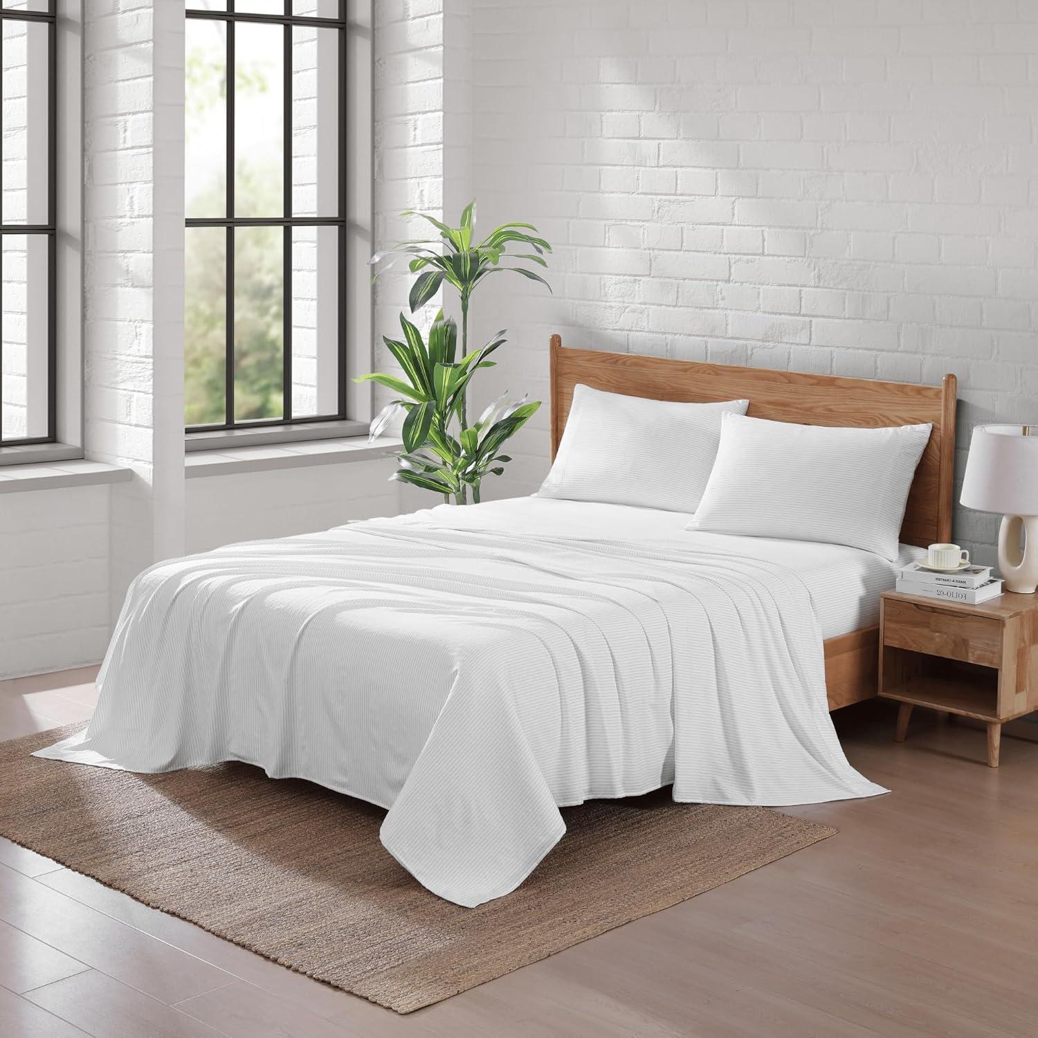 Casa Platino Standard Pillow Cases Set of 2 – Pre-Washed Soft & Breathable Pillowcases - Brushed Microfiber Pillow Covers - Easy Care - Standard Size Pillow Cases - 20x30 Inches, Ticking Stripe Silver