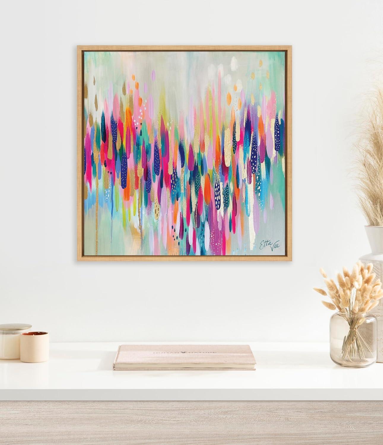 Kate & Laurel All Things Decor 22"x22" Sylvie Brushstroke 154 Framed Wall Art by EttaVee Bright Gold Modern Abstract Colorful Fun Wall Art