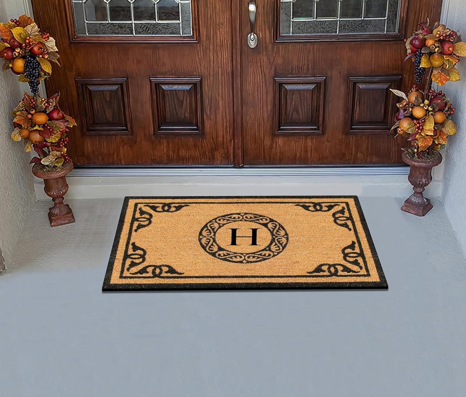 A1HC First Impression Hand Crafted by Artisans Geneva Monogrammed Entry Doormat, 24"X39" H