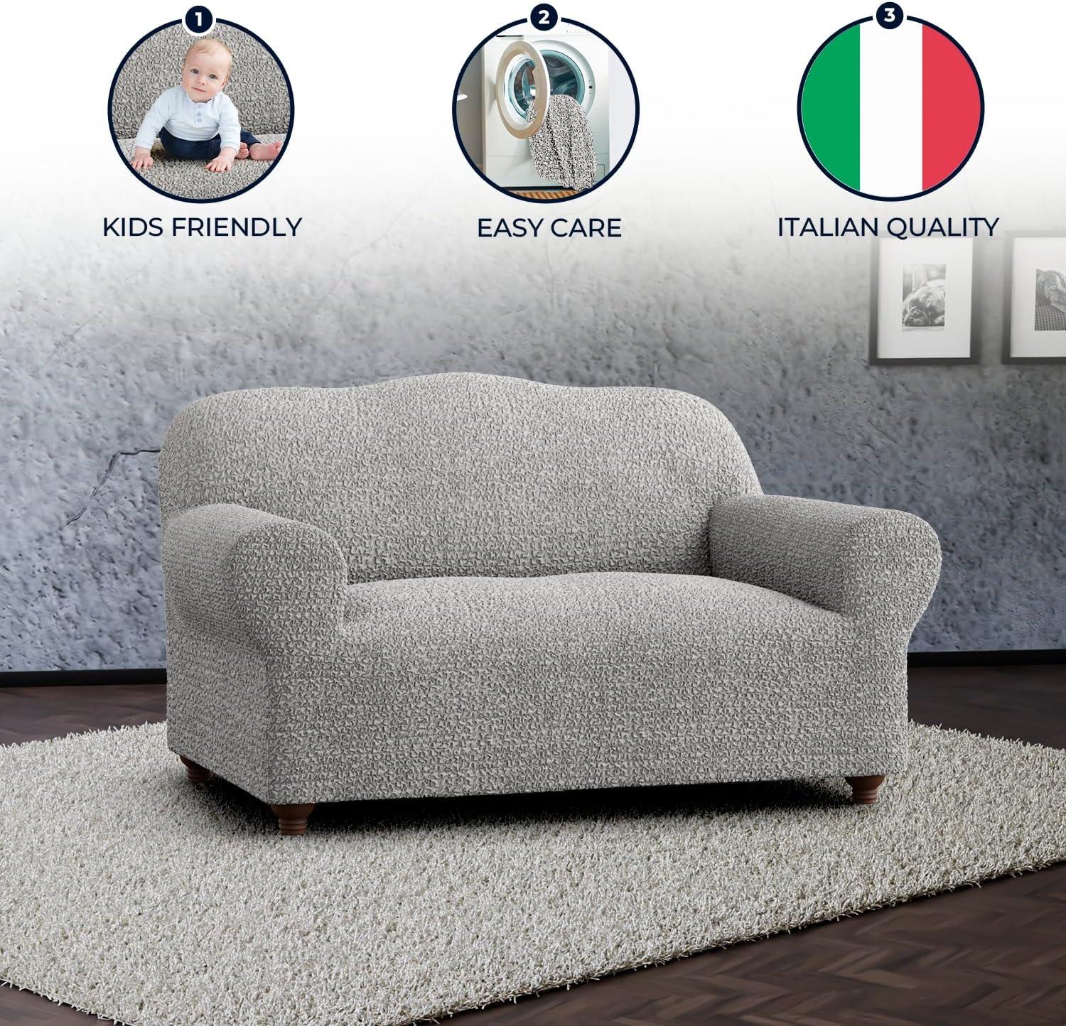 Stretchy Slipcover for Loveseat Sofa - Italian Style & Premium Quality - Mille Righe Collection