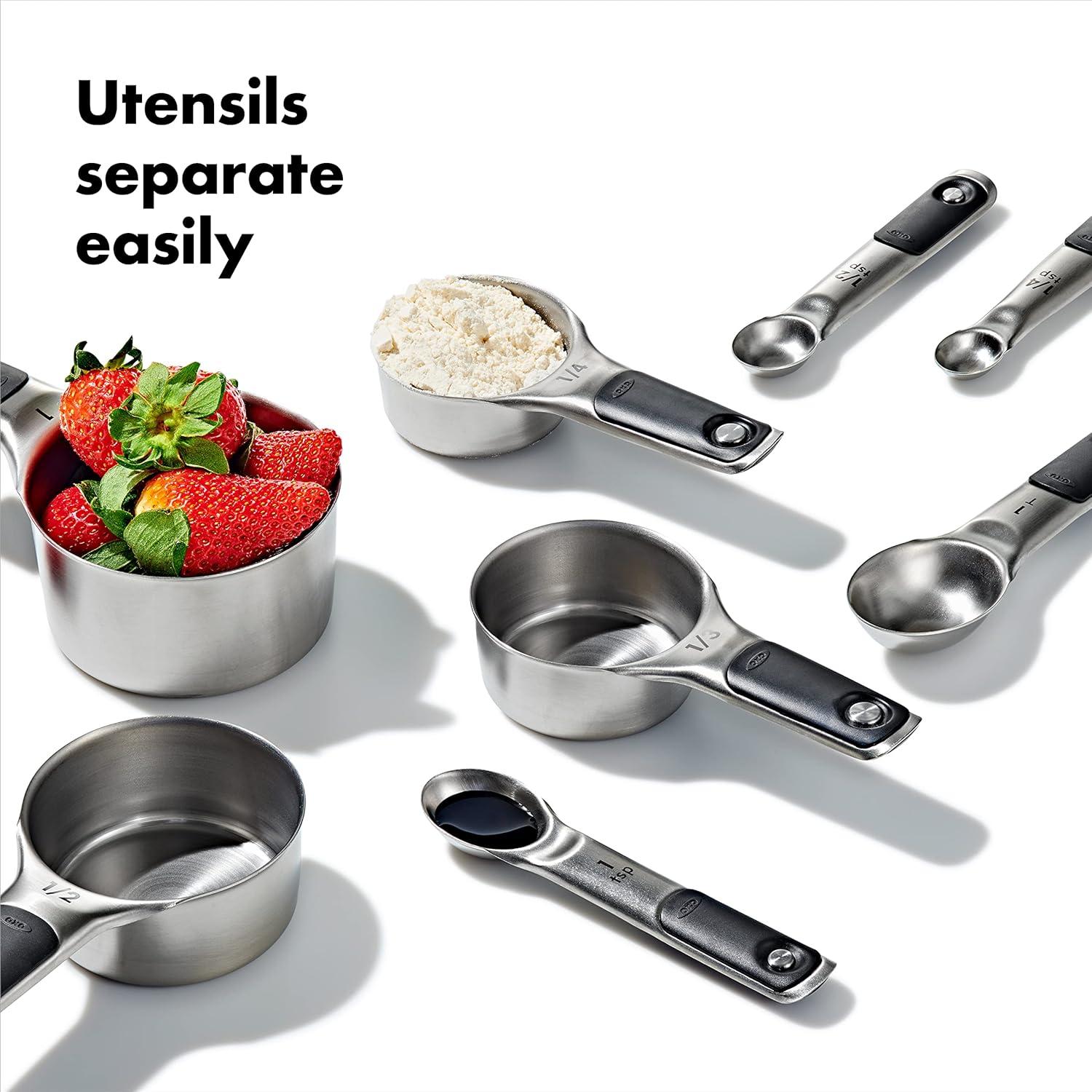 OXO Stainless Steel Magnetic Measuring Cup and Spoon Set