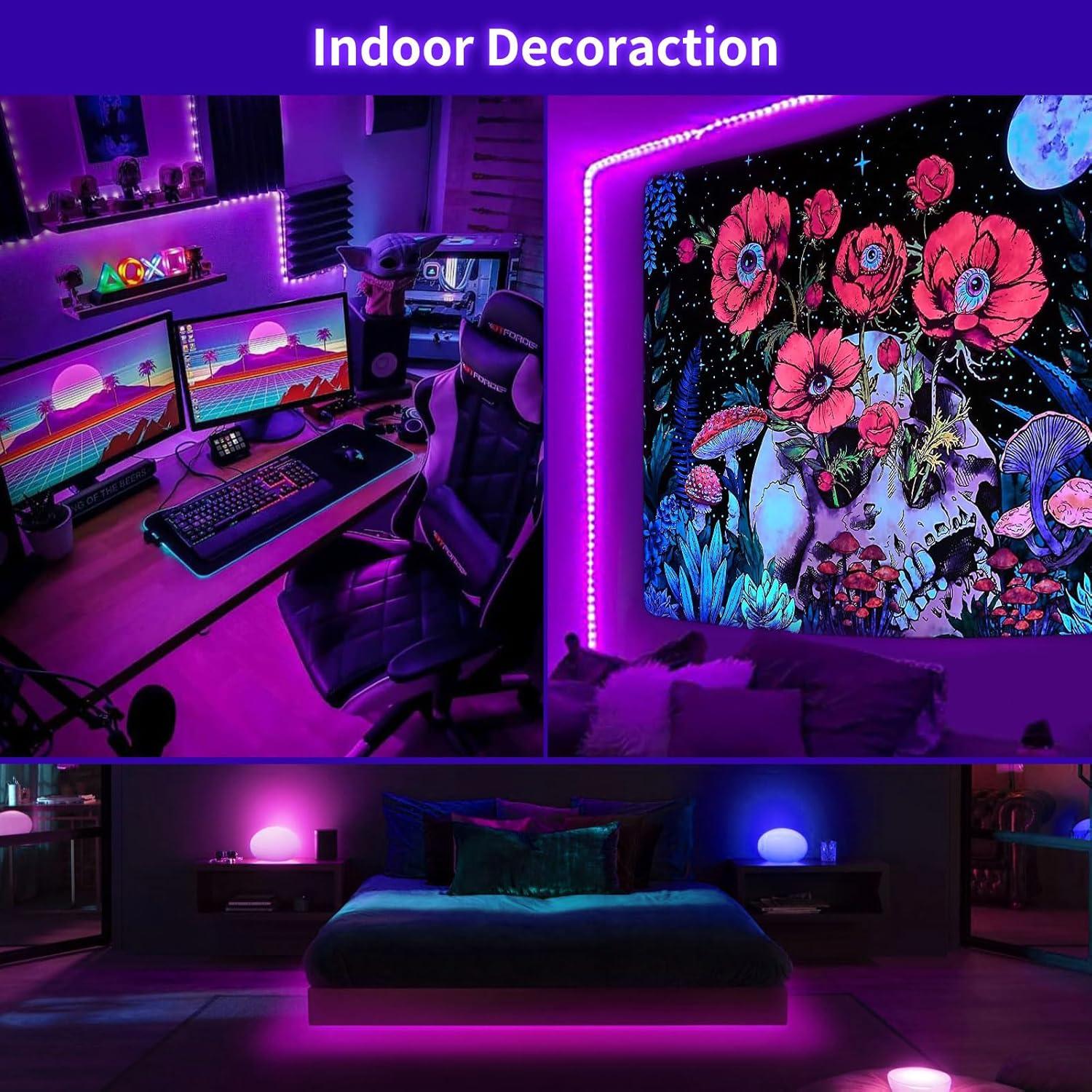 40 Foot Led Black Light Strip Kit, 720 Units Led, 12V Flexible Blacklight Fixtures, Non-Waterproof