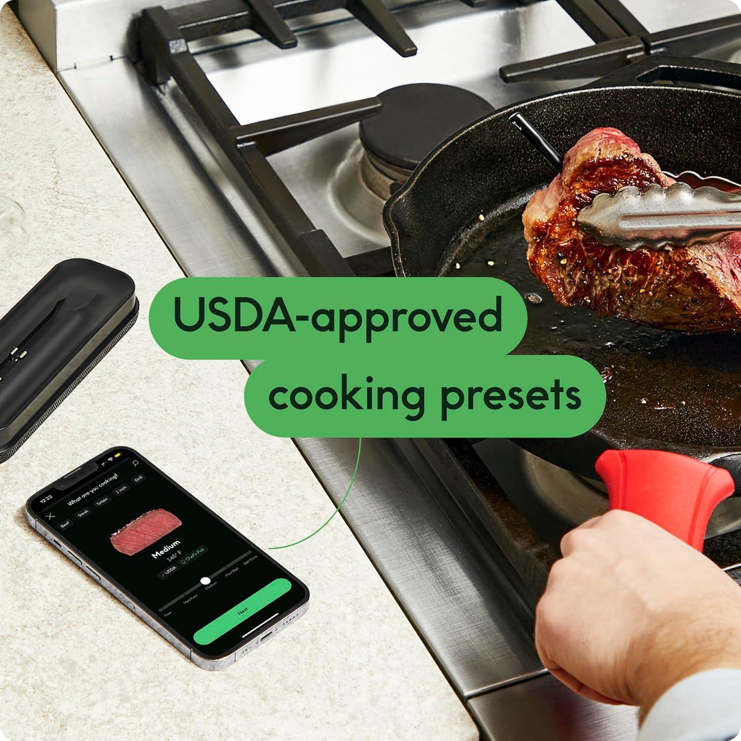 CHEF iQ Sense Smart Wireless Ultra-Thin Meat Thermometer, Unlimited Range, Bluetooth & Wifi, - 1 Probe Set with Smart Hub