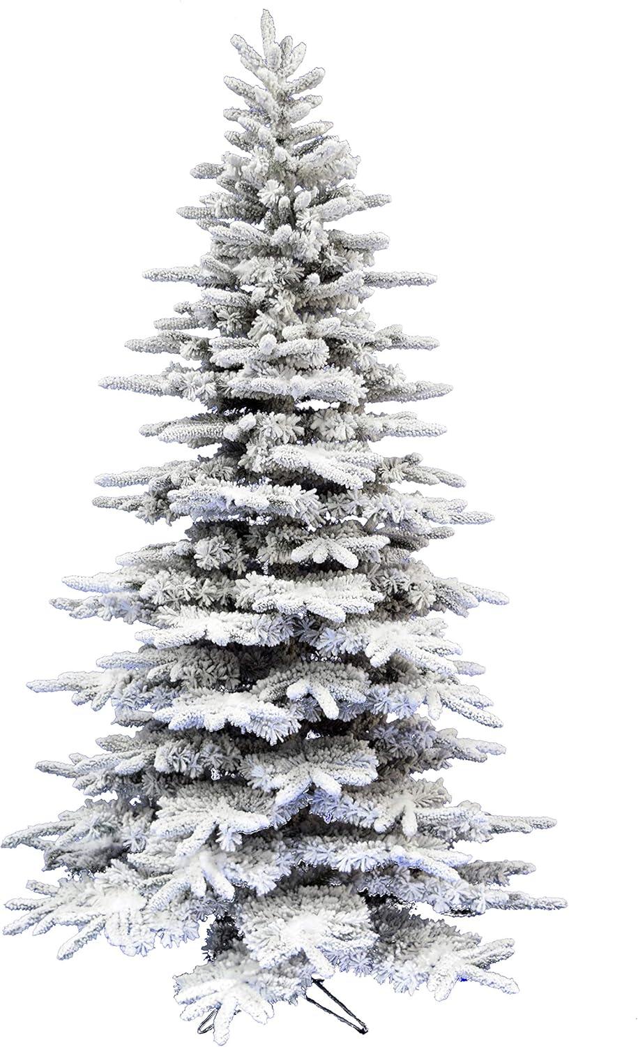 Christmas Time 6.5-Ft. Unlit Snowy White Pine Artificial Christmas Tree with Stand