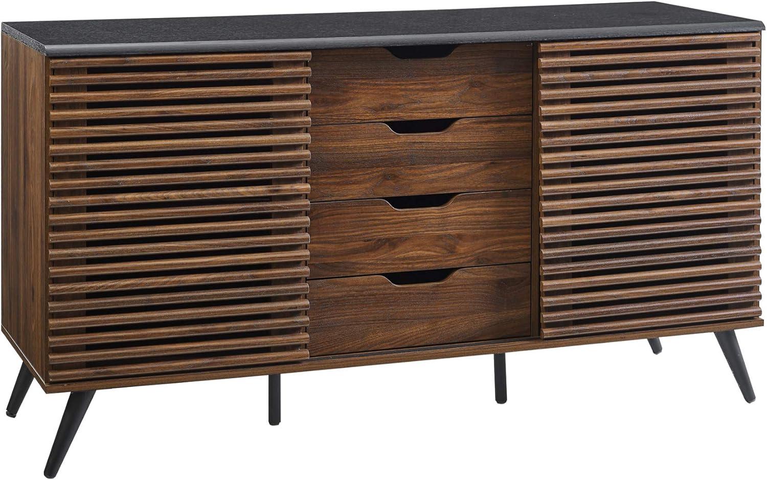 Walker Edison Havana 59" Engineered Wood Sideboard in Ebony/Dark Walnut