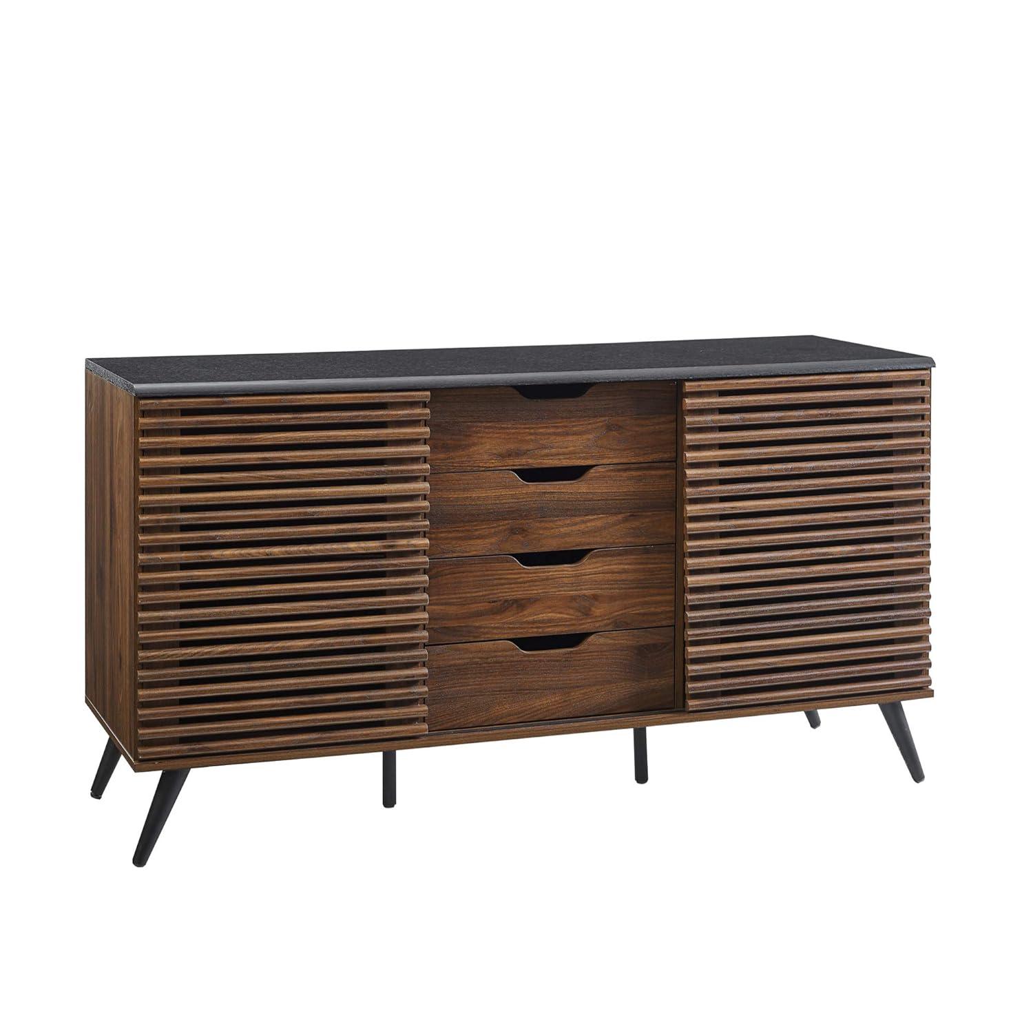 Walker Edison Havana 59" Engineered Wood Sideboard in Ebony/Dark Walnut