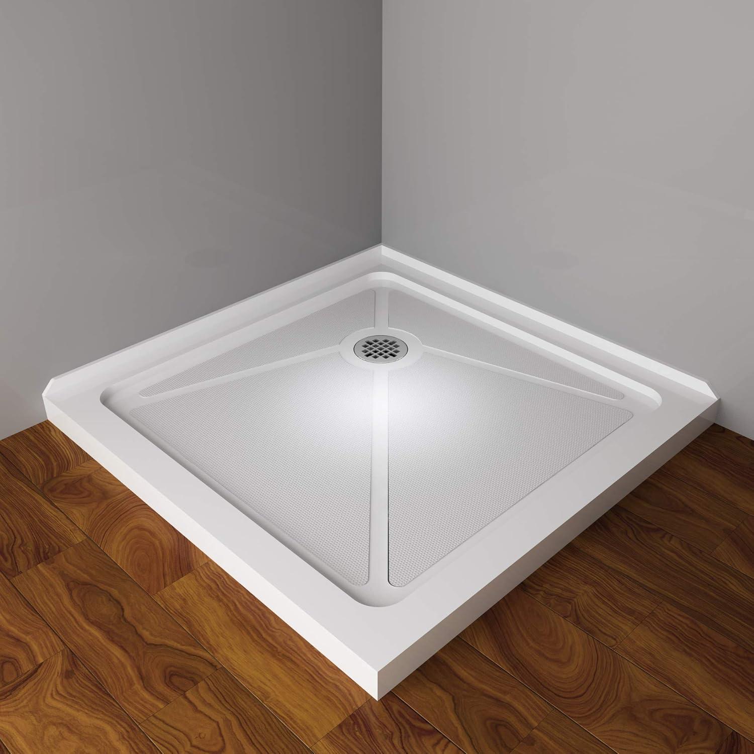 Elegant 36" W x 36" D Square Shower Pan with Shower Drain Assembly Incuded Shower Base in White