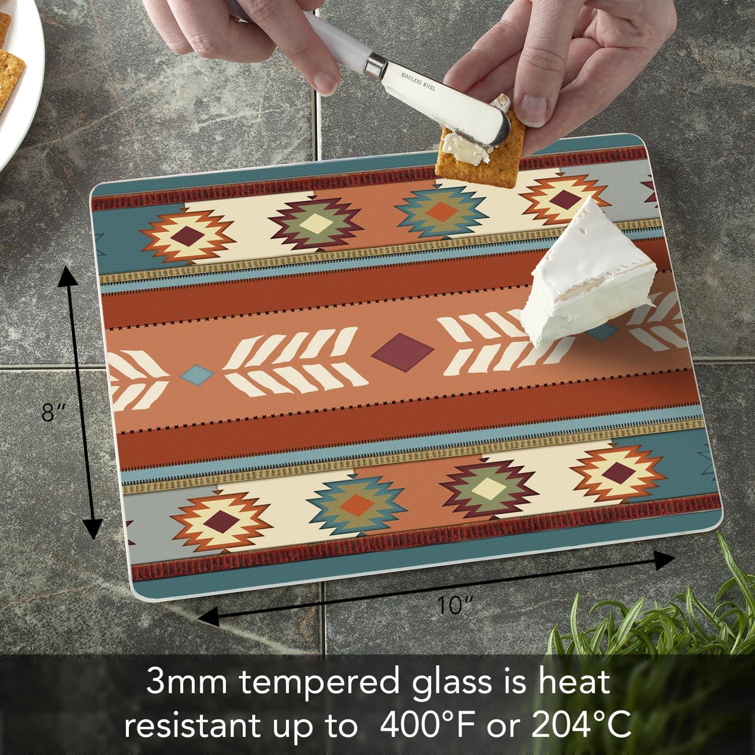 Southwest Vibe 3mm Tempered Glass Cutting Board 10" x 8"