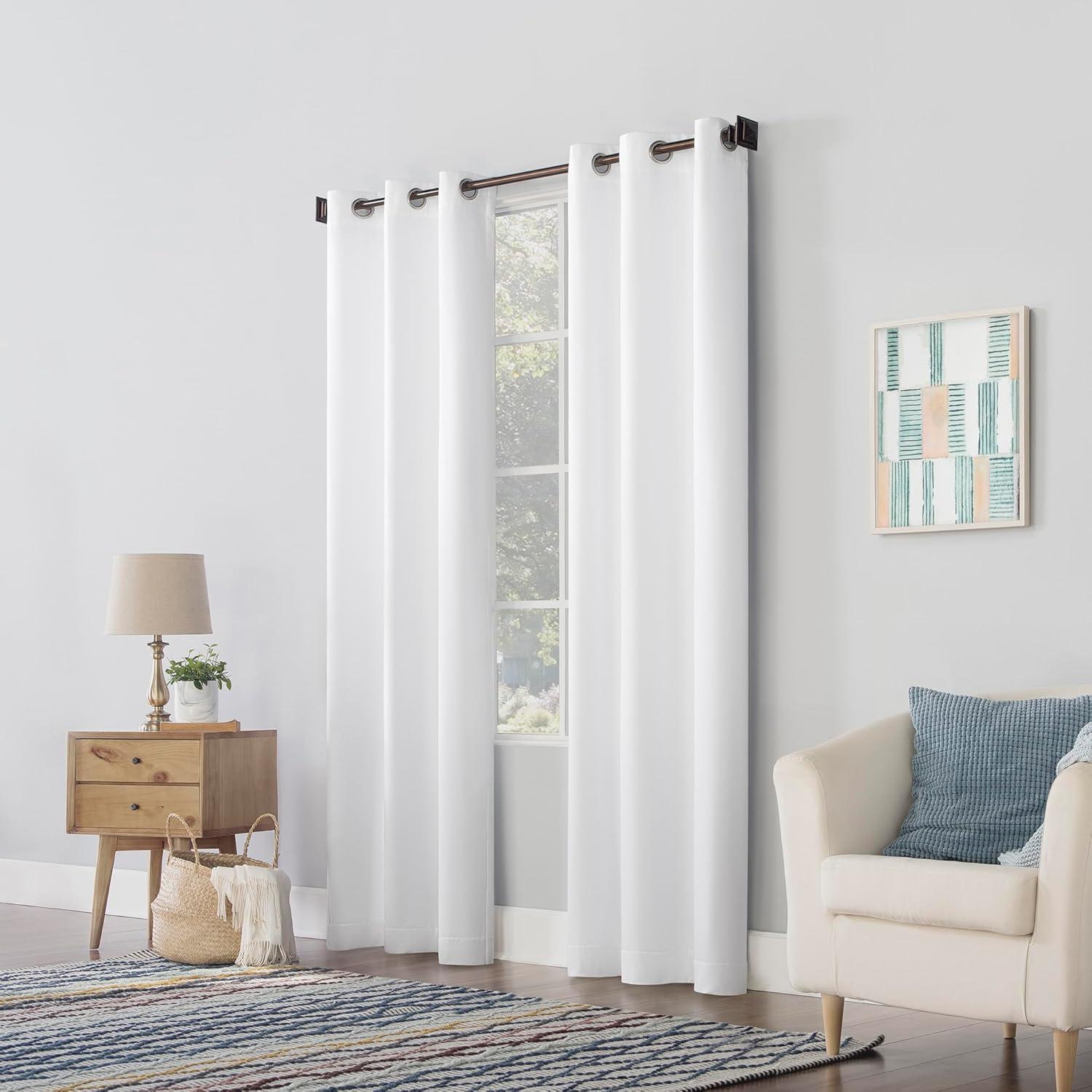 96"x40" Lindstrom Textured Draft Shield Fleece Insulated Energy Saving Grommet Top Room Darkening Curtain Panel White - No. 918