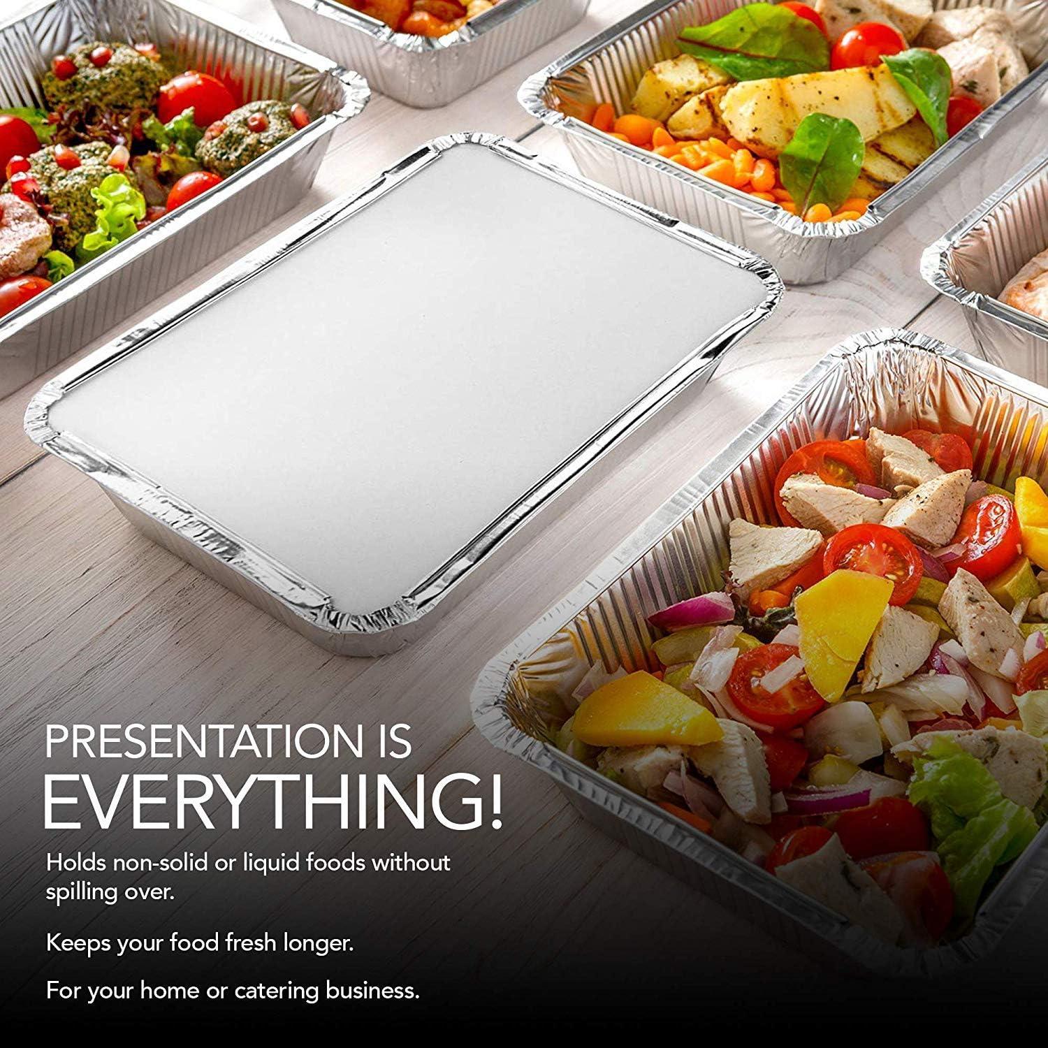 Stock Your Home Aluminum Pans with Lids (50-Pack) - 2 Lb Disposable Foil Takeout Containers