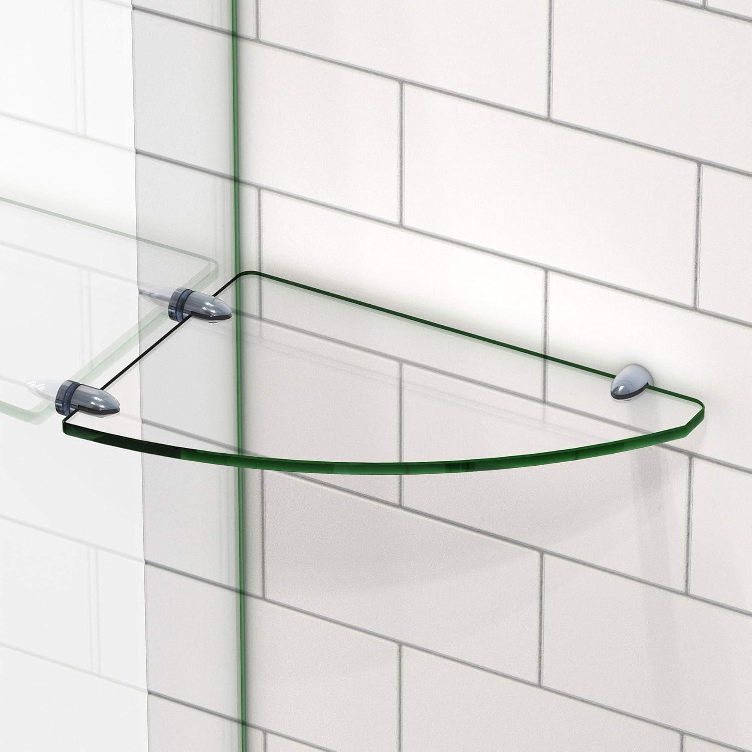 Chrome Floating Corner Glass Wall Shelf