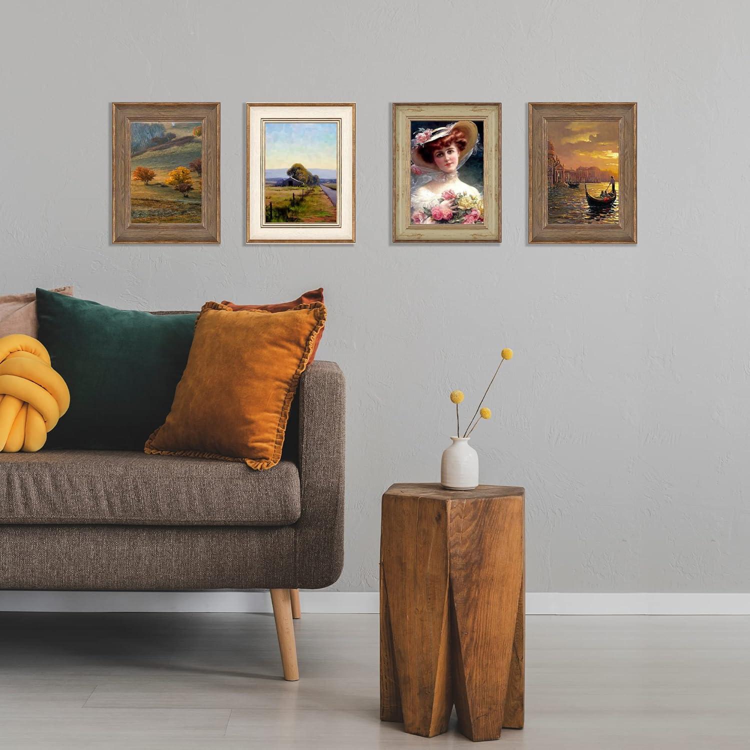 XUANLUO 3 Pack 4x6 Inch Farmhouse Rustic Picture Frame Sets Distressed Farmhouse Plastic Frame with HD plastic cover for Wall Mount or Tabletop Display