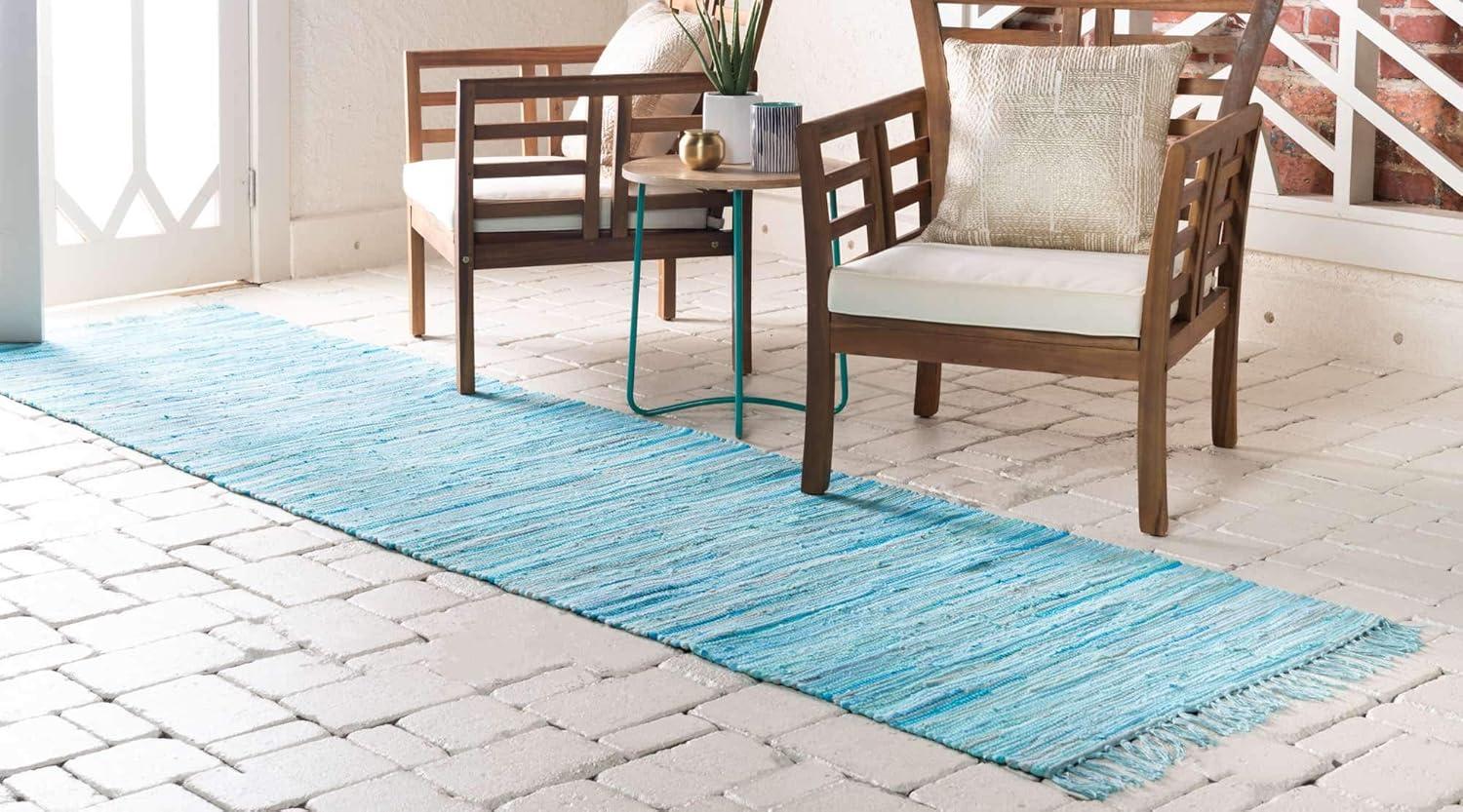 Unique Loom 2' 2 x 6' 7 Striped Chindi Cotton Runner Rug