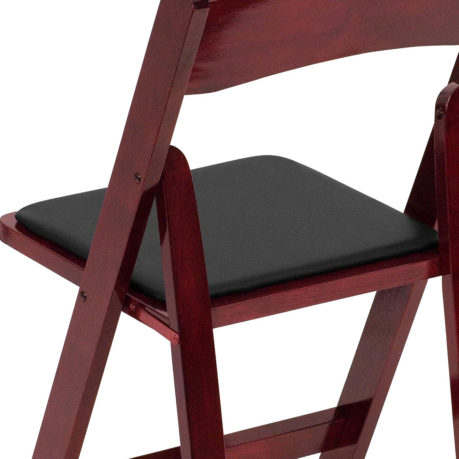 Flash Furniture HERCULES Series Mahogany Wood Folding Chair with Vinyl Padded Seat