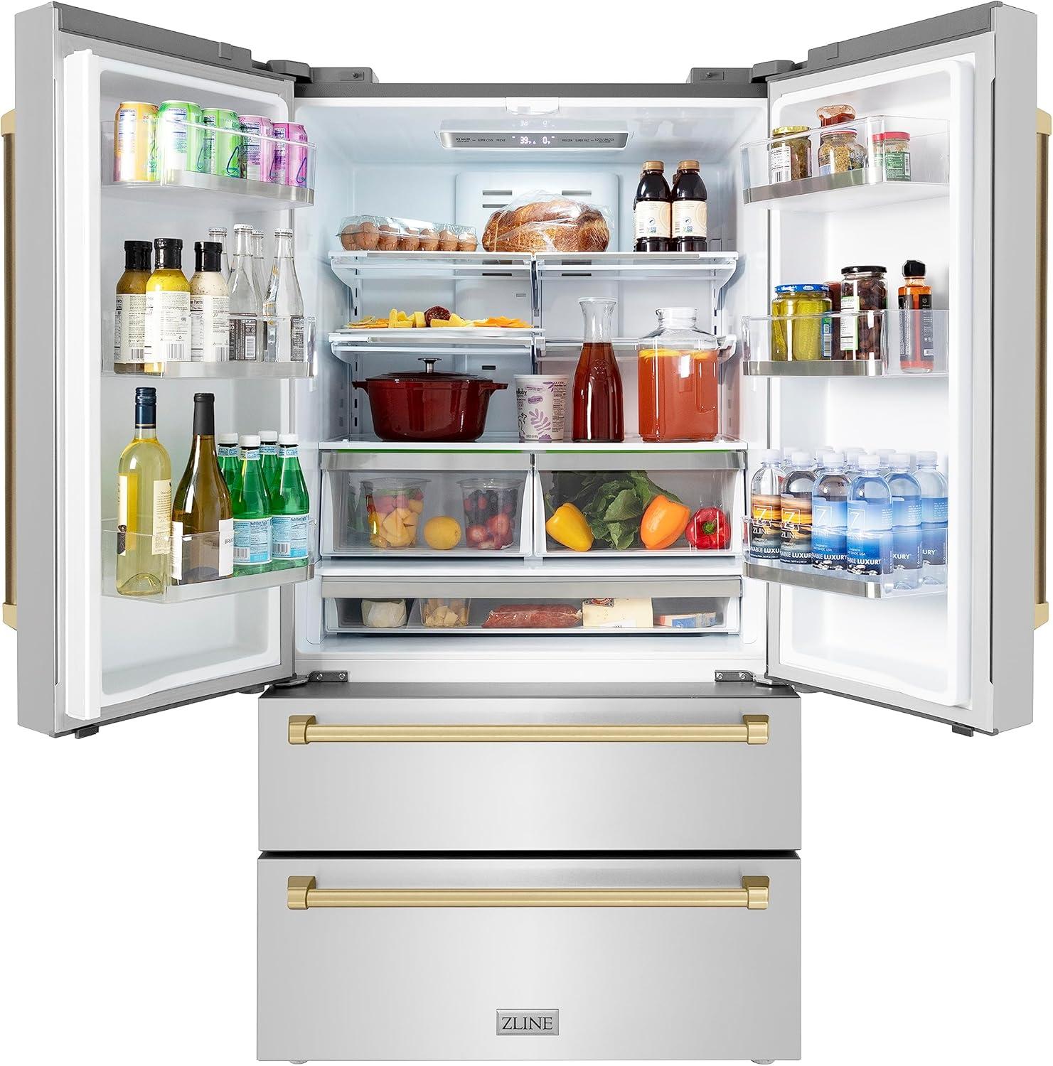 ZLINE 36" Autograph Edition French Door Refrigerator in Fingerprint Resistant Stainless Steel