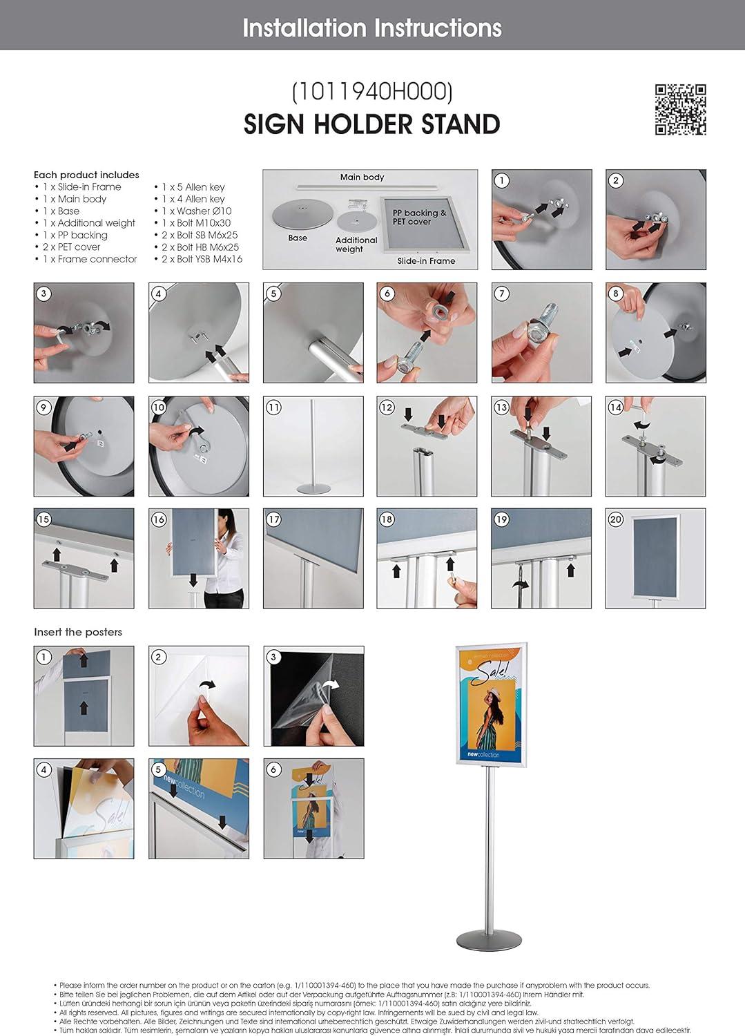 Aluminum Pedestal Sign Holder Stand