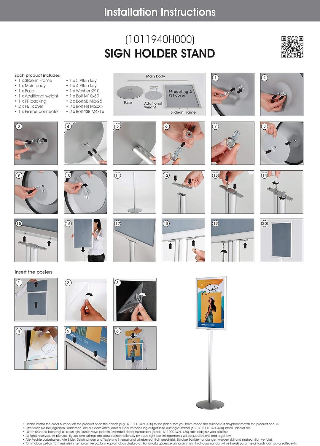 Aluminum Pedestal Sign Holder Stand