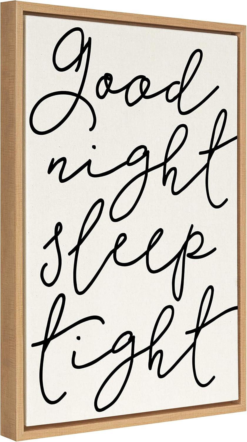 18" x 24" Sylvie Good Night Sleep Tight Framed Canvas by Maggie Price Natural: Nursery Art, Vertical - Kate & Laurel All Things Decor